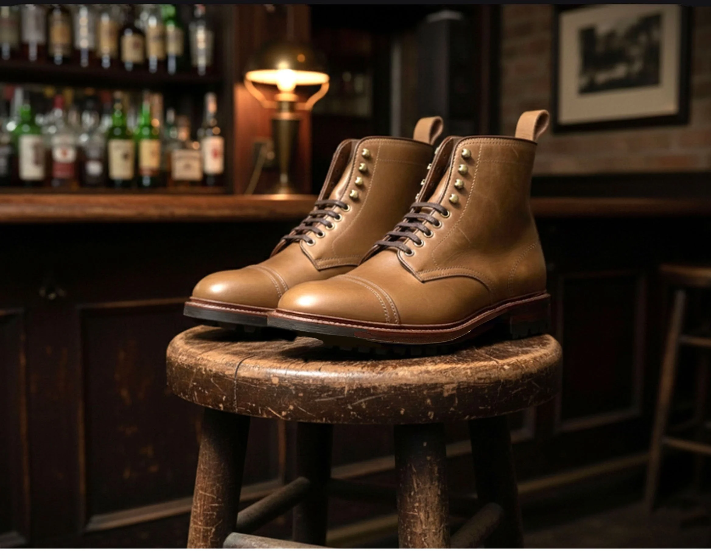 Alden X Ealdwine "Ames Boot" Horween Natural CXL 2x2 Cap Toe  Boot on Commando  PREORDER $200