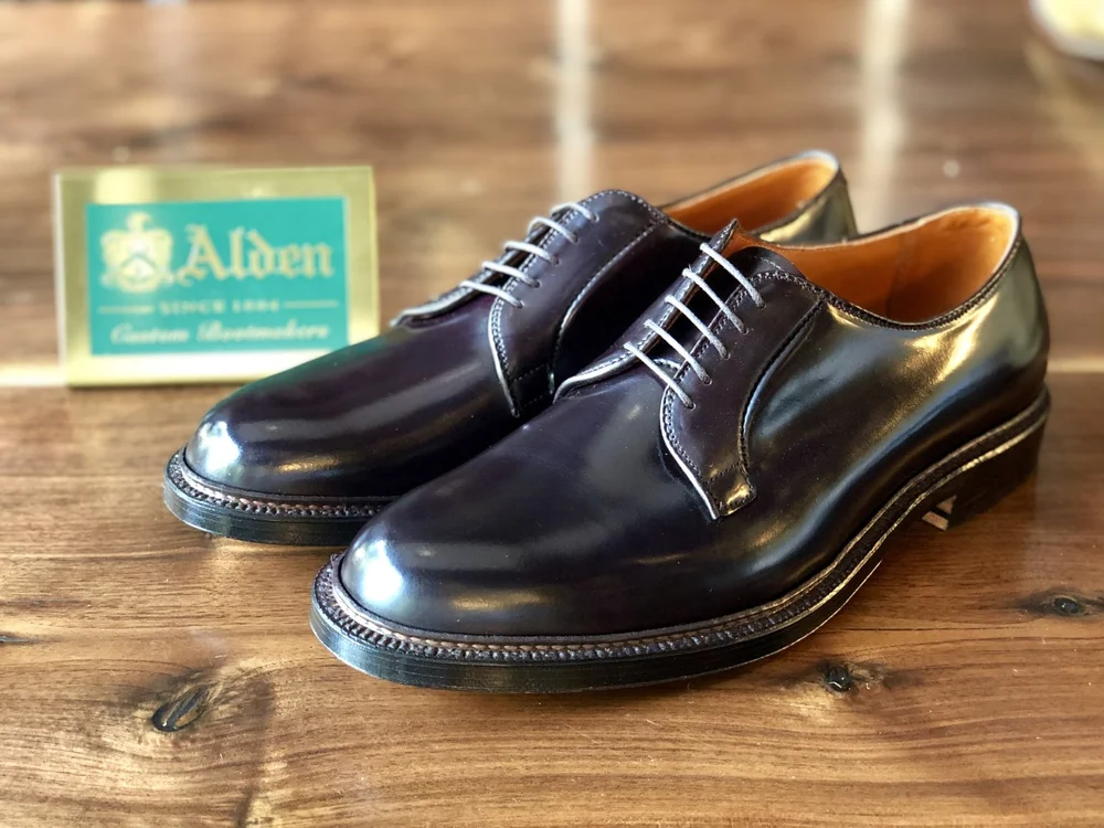 Alden shoe 990 Plain Toe Blucher Color #8 Shell Cordovan 