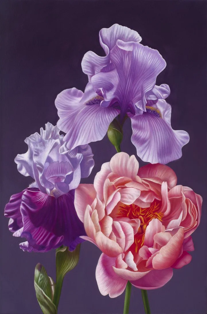 Painting a Peony and Two Irises, One Petal at a Time