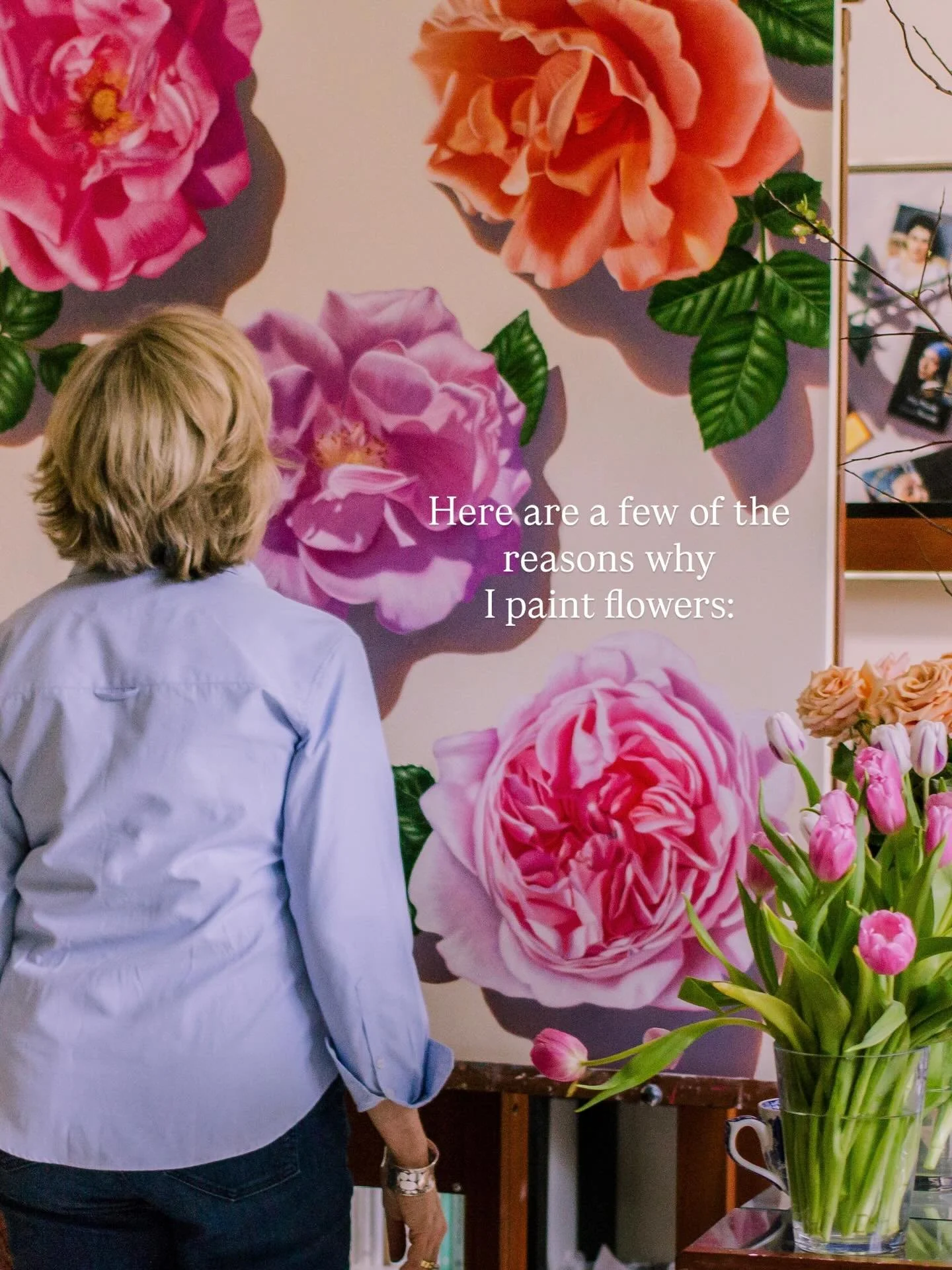 Here are a few reasons what I paint flowers: 

1. They astonish me with their beauty&hellip;
2. They remind me to pause and look deeply&hellip;
3. They ask me to slow down&hellip;
4. They make me smile&hellip;
5. They tell me that&hellip;
6. Great wo