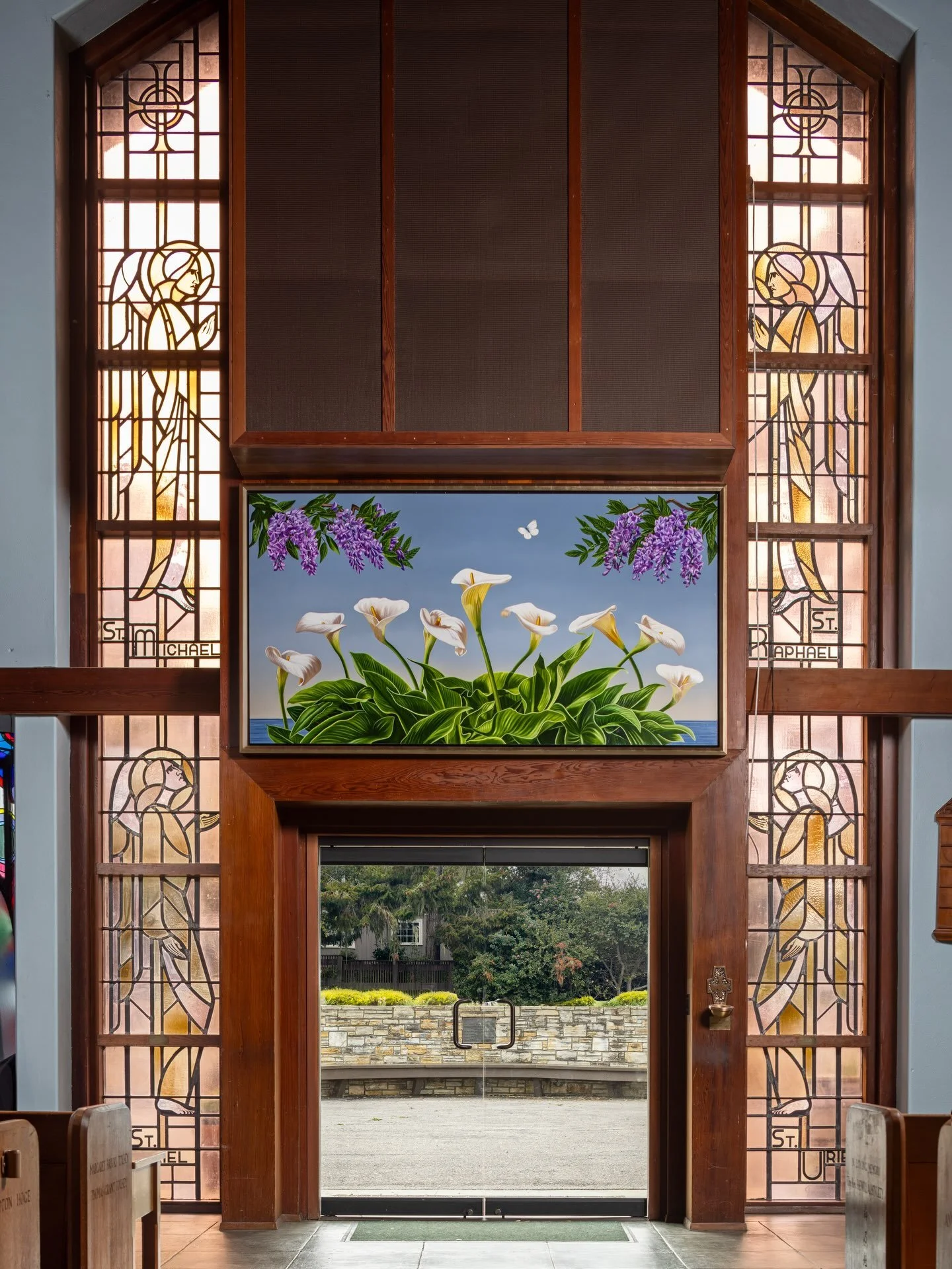 On July 26, my painting &ldquo;Transfiguration&rdquo; was unveiled in All Saint&rsquo;s Episcopal Church, in Carmel-by-the-Sea, California. It depicts the calla lilies and wisteria that bloom so ephemerally and gloriously each spring in the church&rs