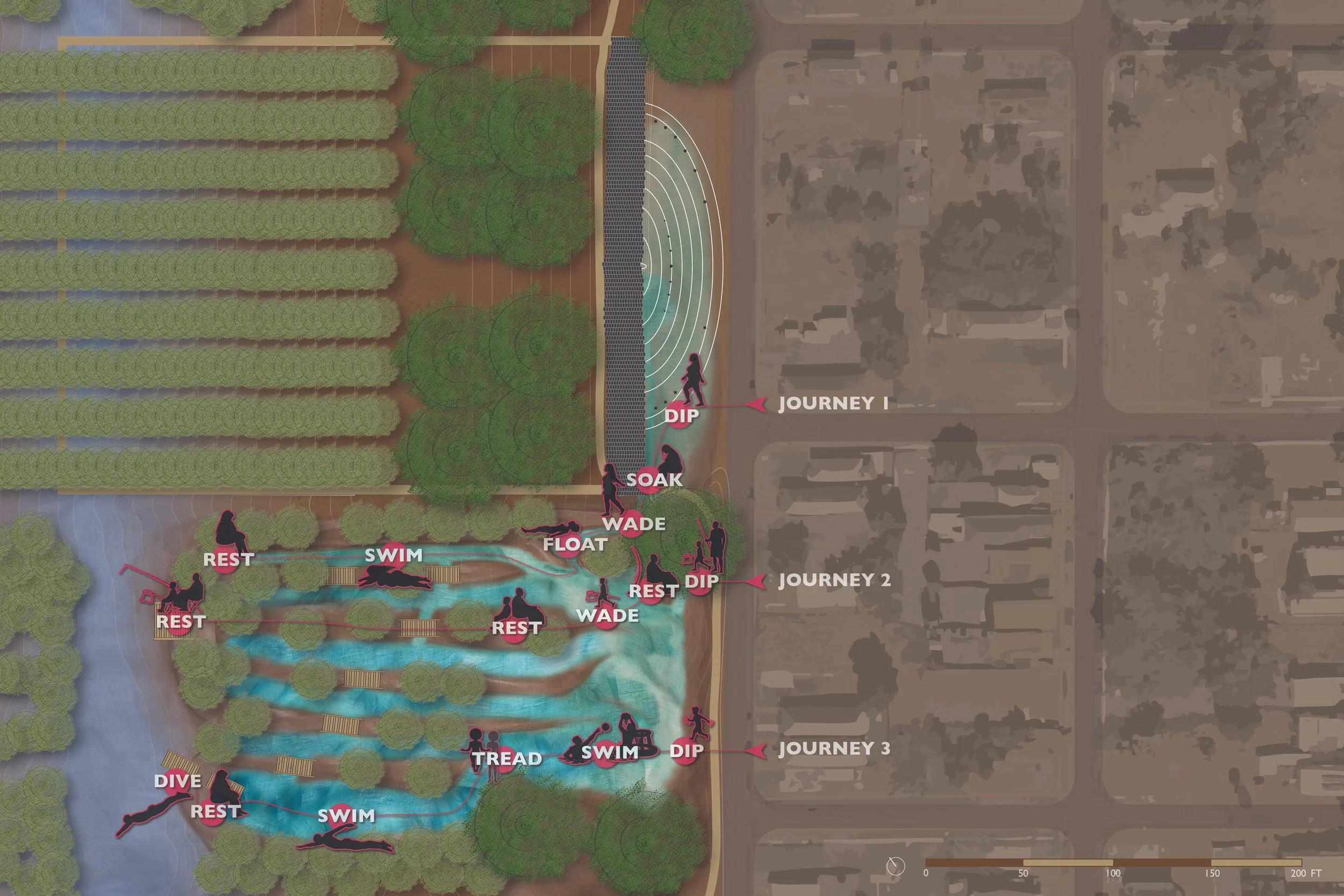 Pendulating Public Pool Site Plan