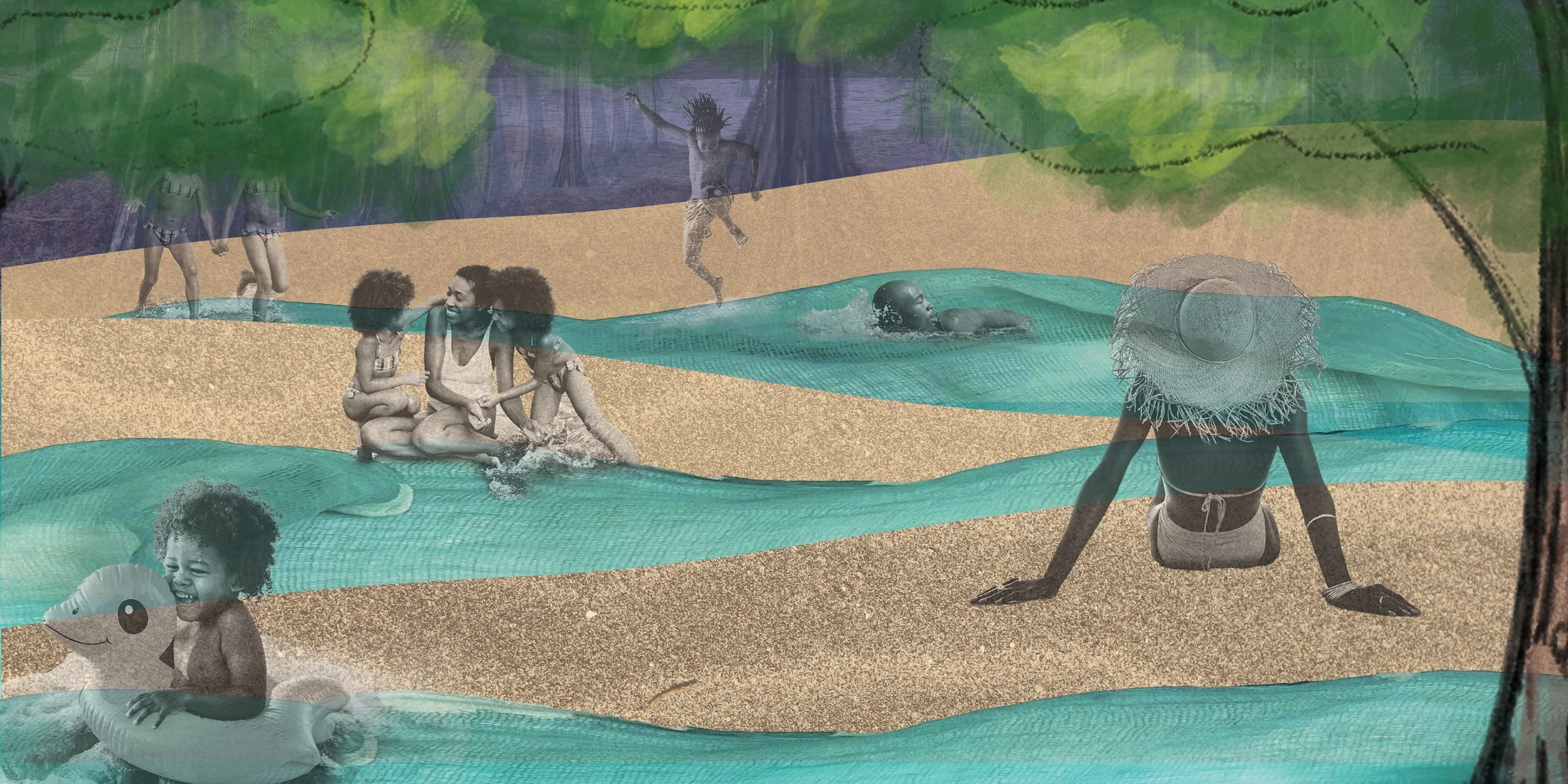"Pendulating Public Pool" conceptual collage