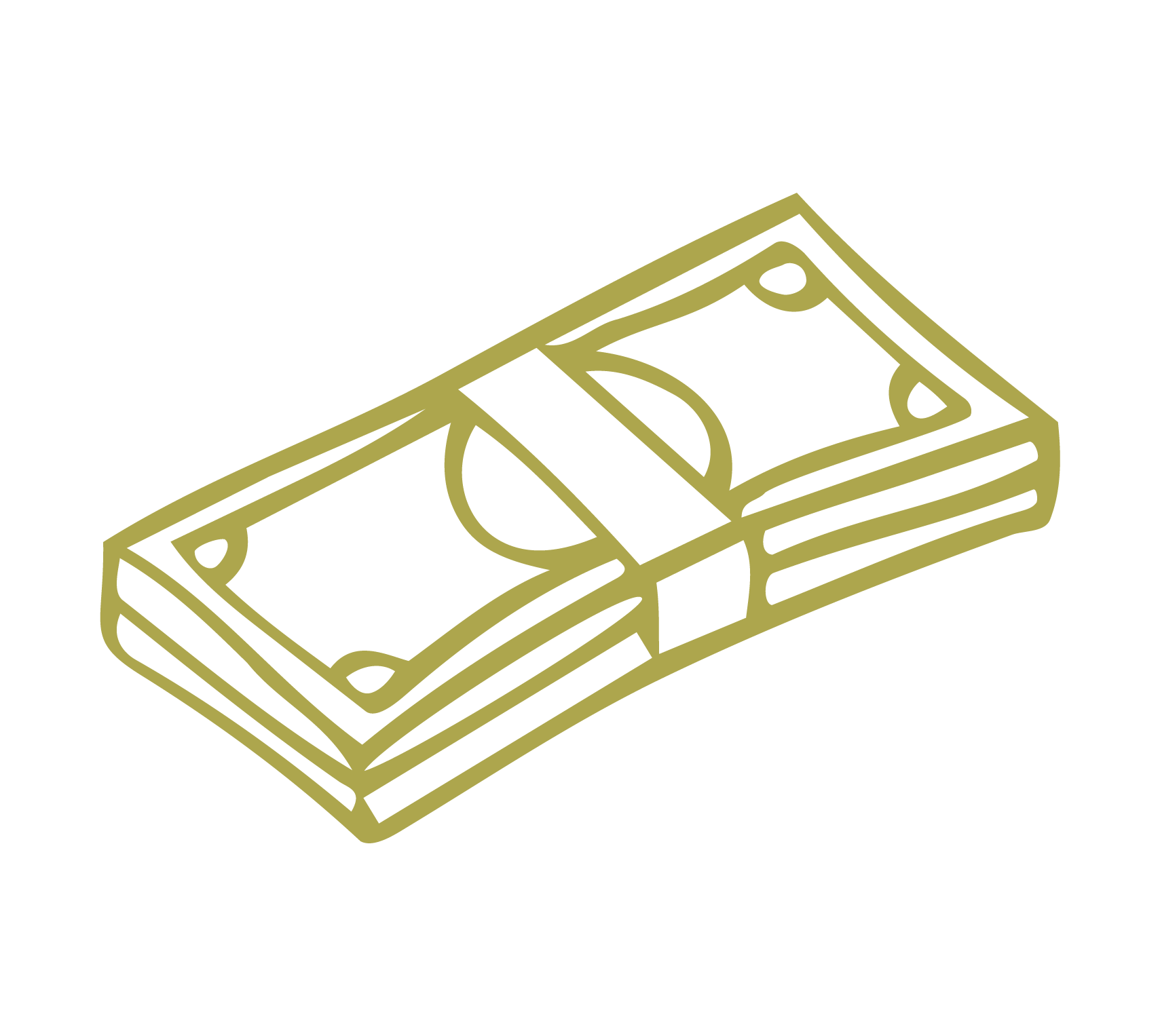 Icon of a stack of dollar bills in gold color.