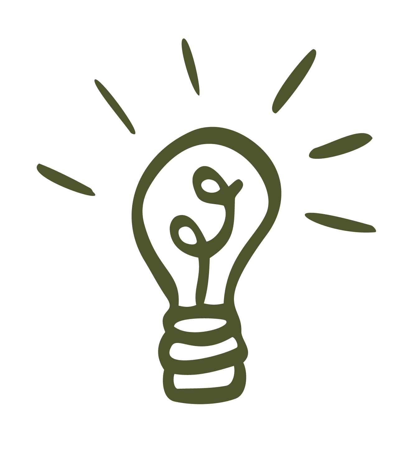 Hand-drawn light bulb with a dollar sign inside, surrounded by rays indicating illumination or idea.