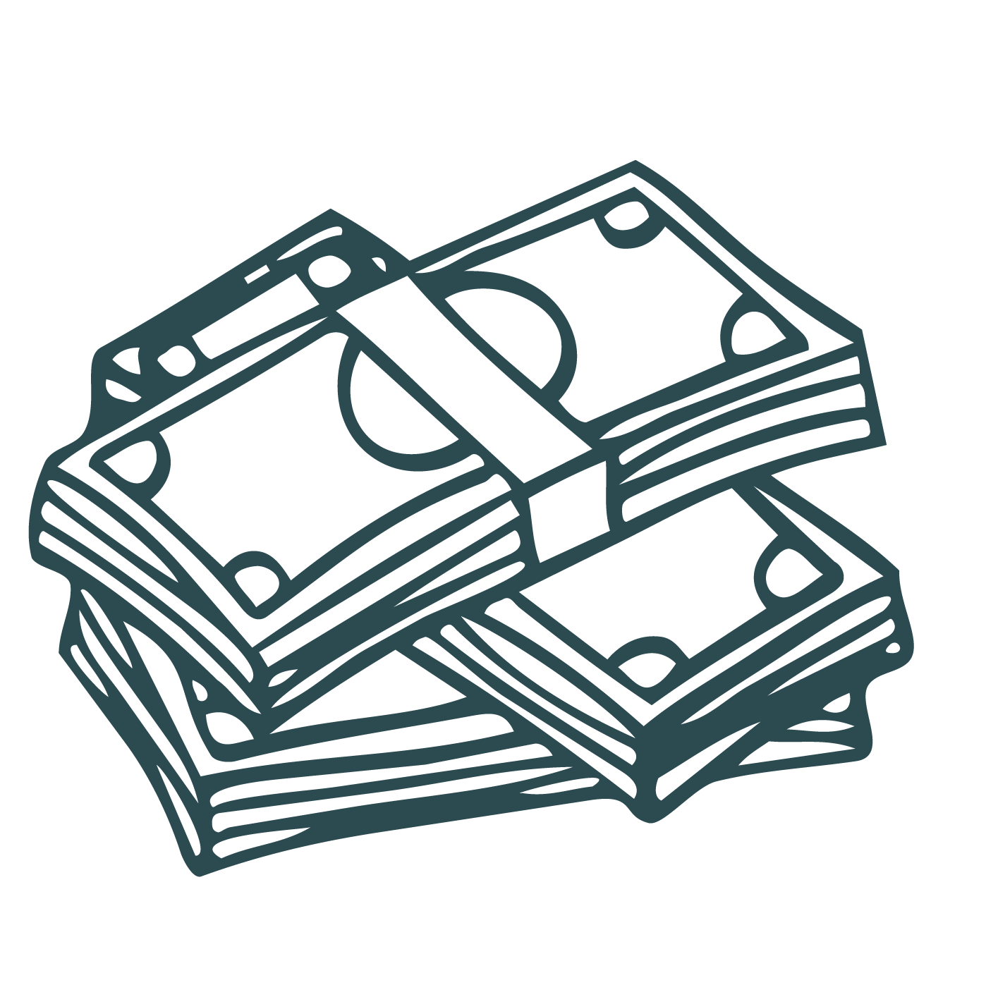 Line drawing of a stack of paper currency bills to refer to taxes.