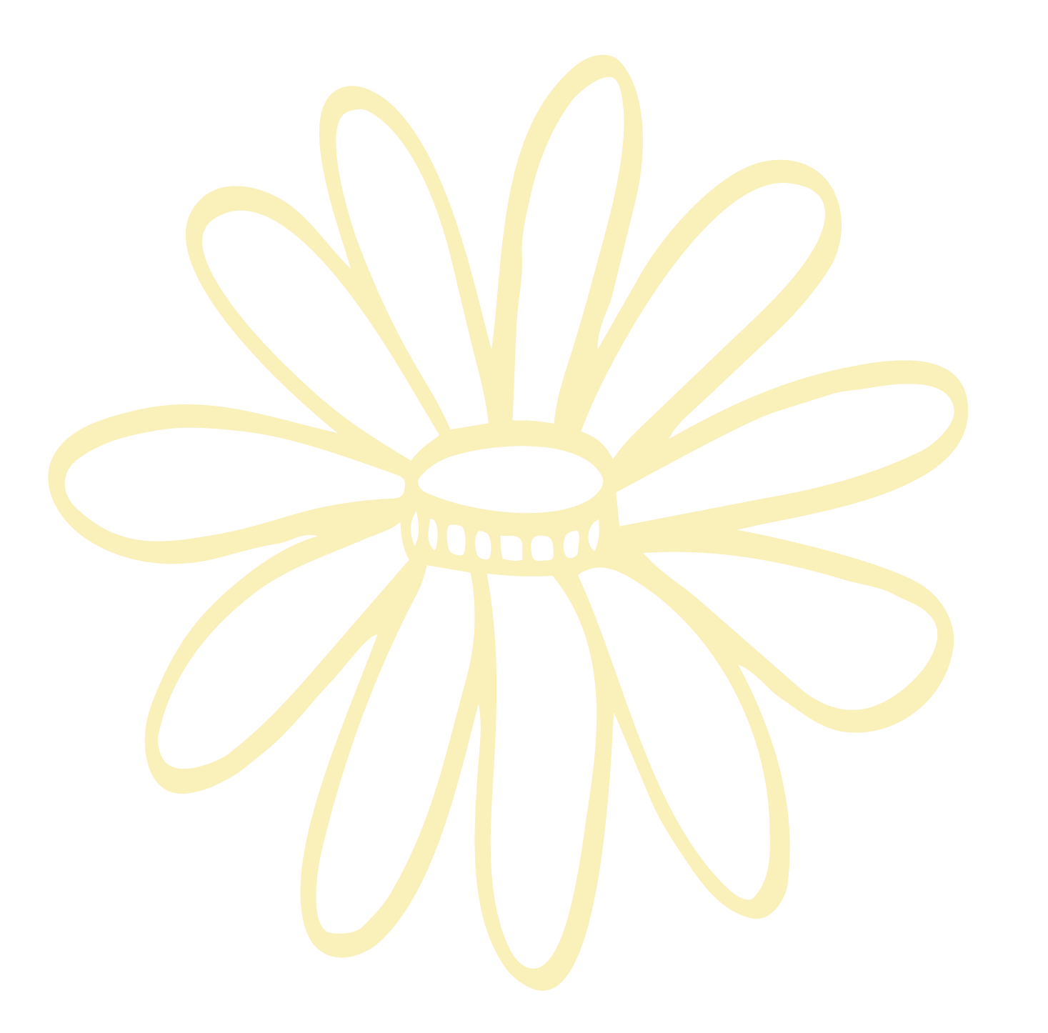 A simple line drawing of a daisy flower with elongated petals.