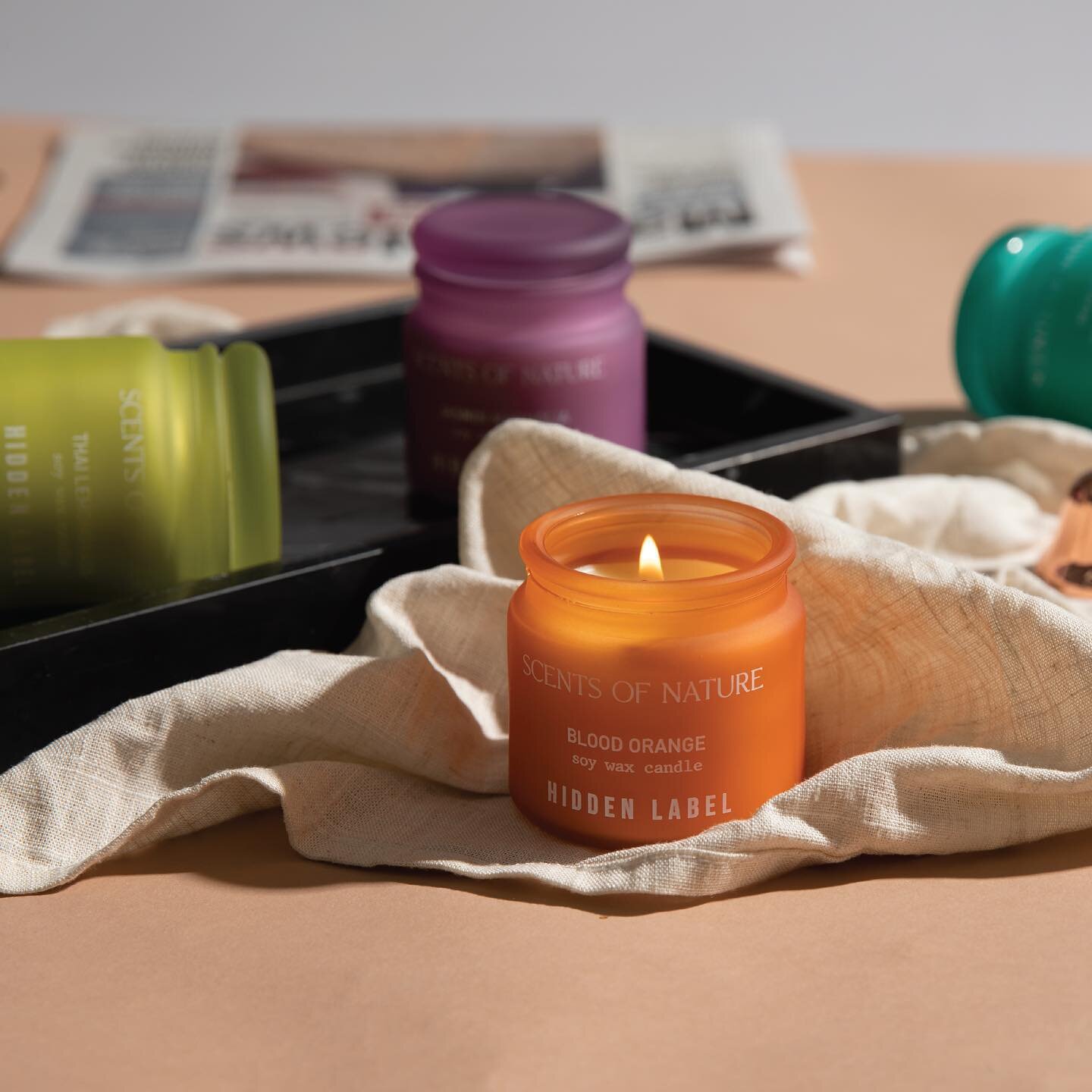A four candle sample set for hidden.label #scentsofnature