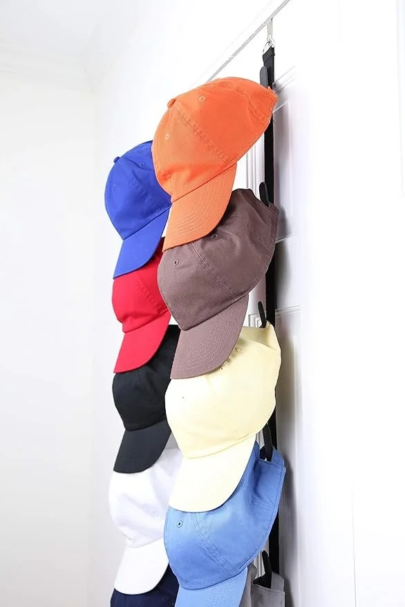 hat organizer over door clip strap