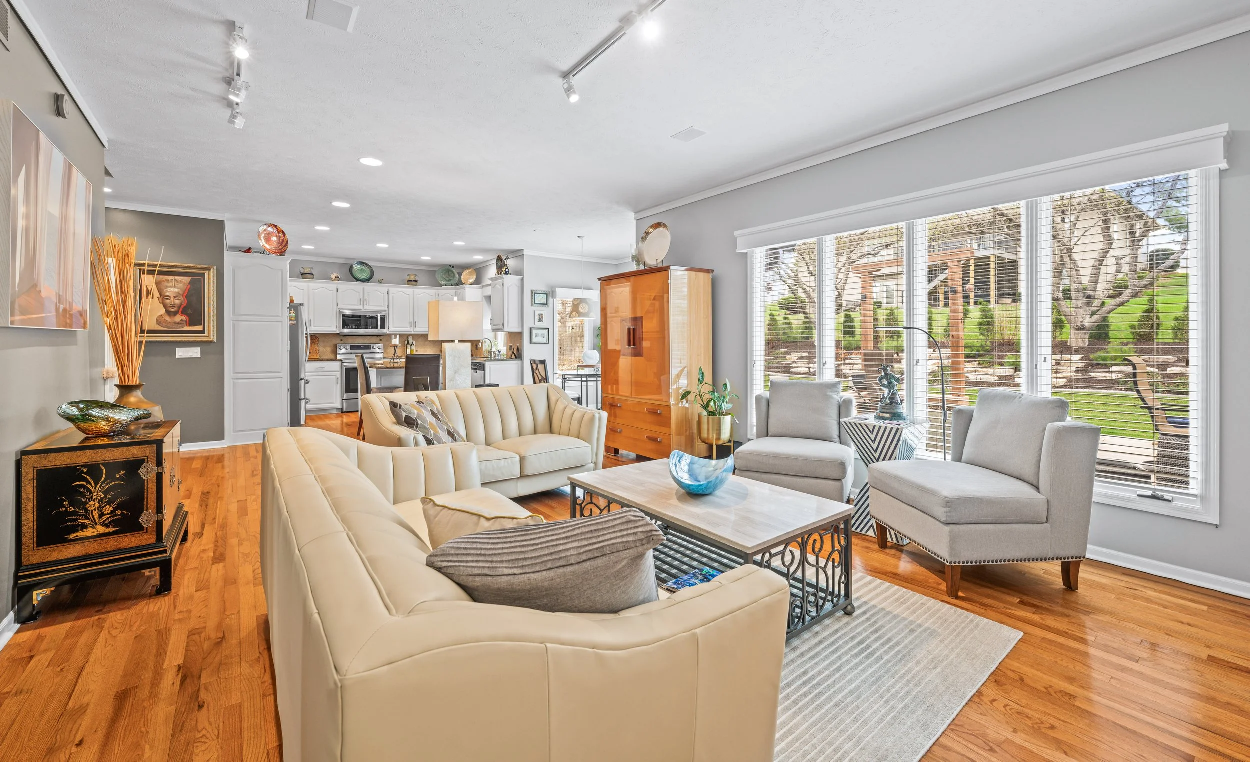 Professional HDR real estate interior photography of an open concept living room