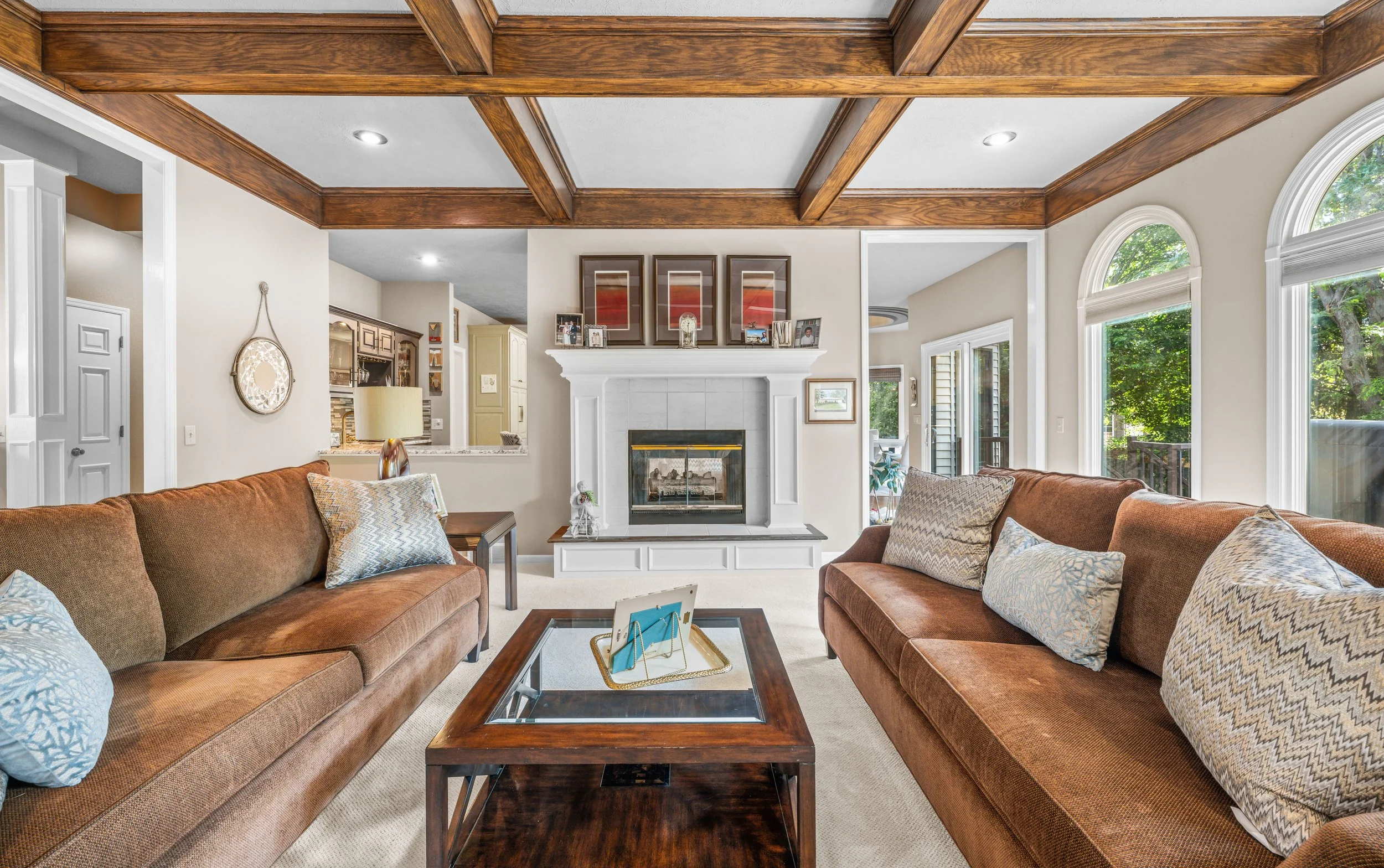 Family room interior with natural light, HDR real estate photography
