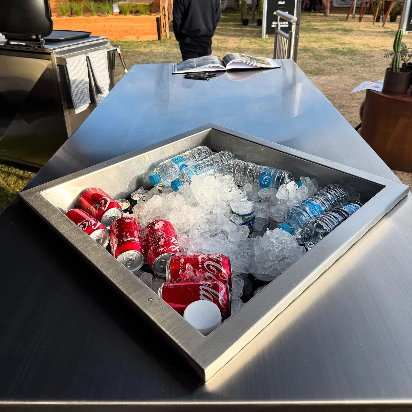 stainless steel bench top built in ice well