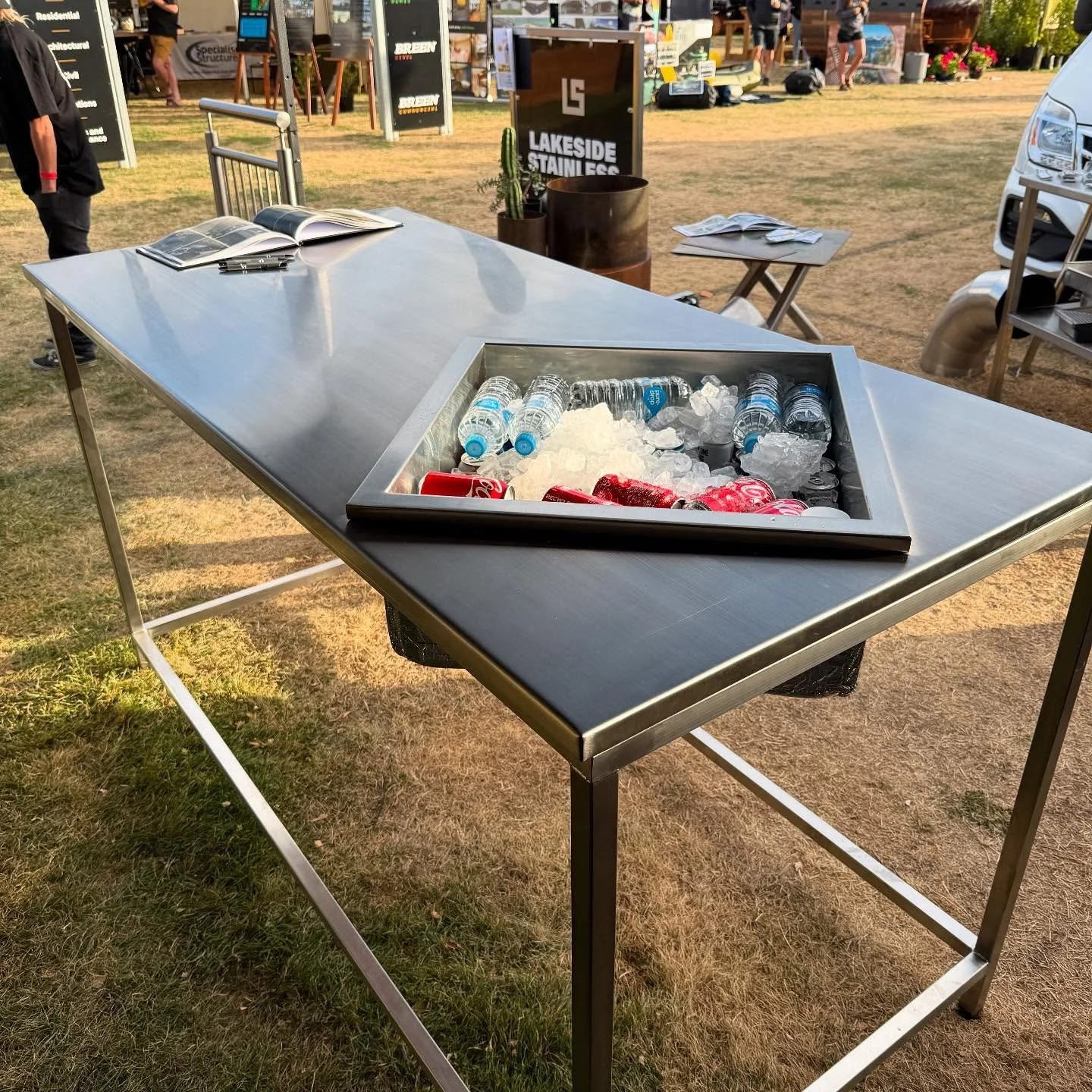 stainless steel bench top built in ice well