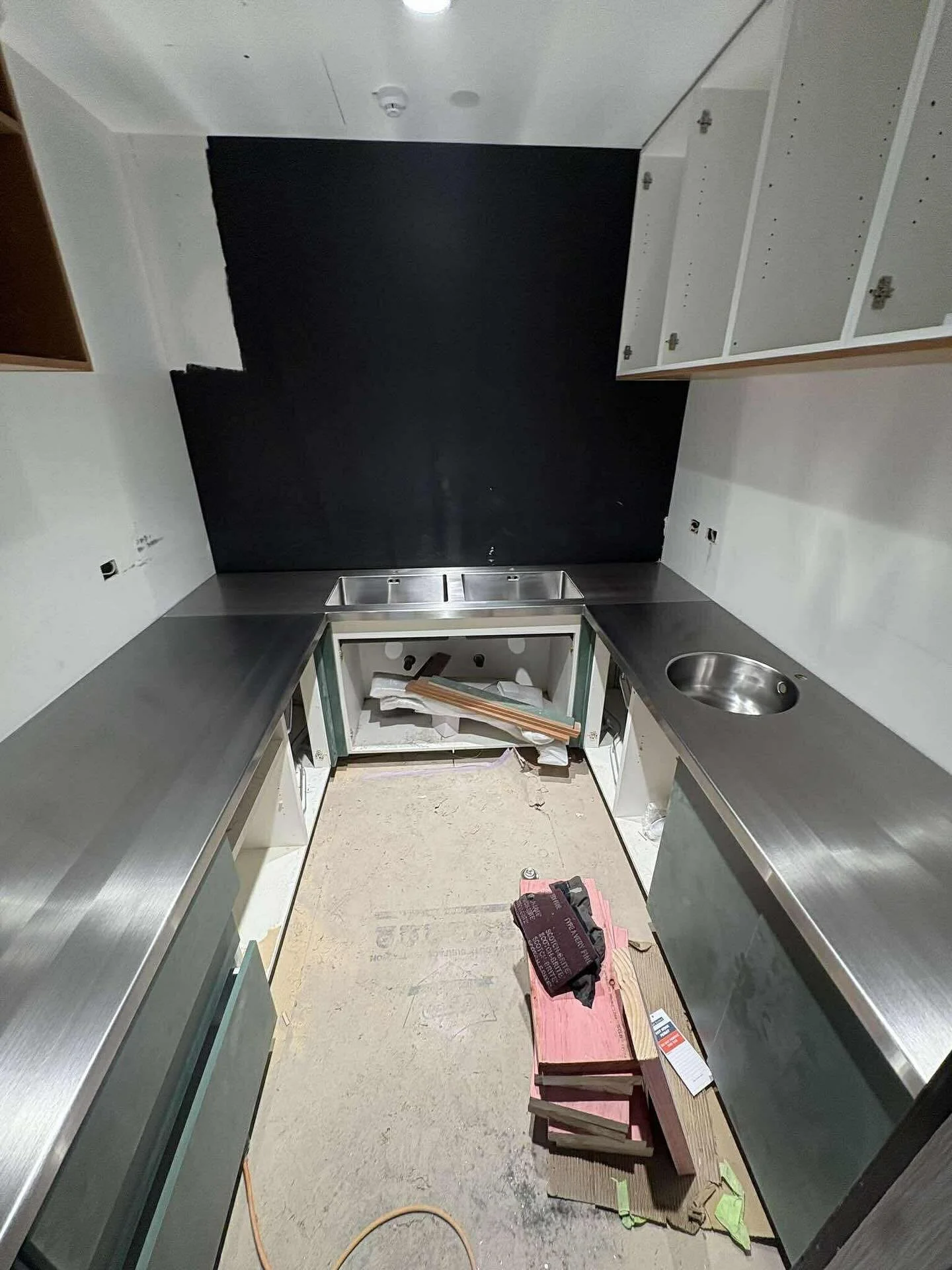 stainless steel bench top splashback