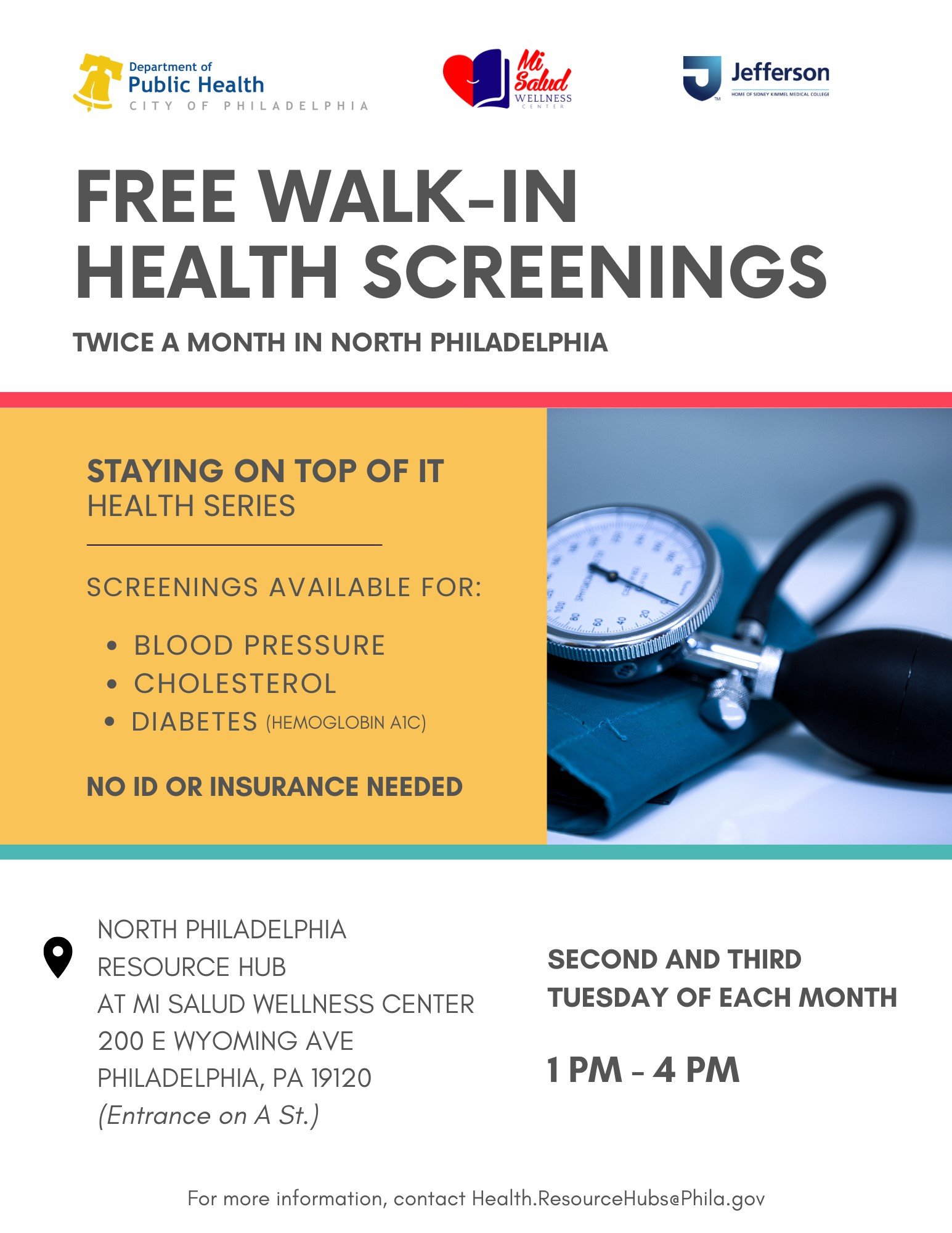 FREE Walk-in Health Screenings 