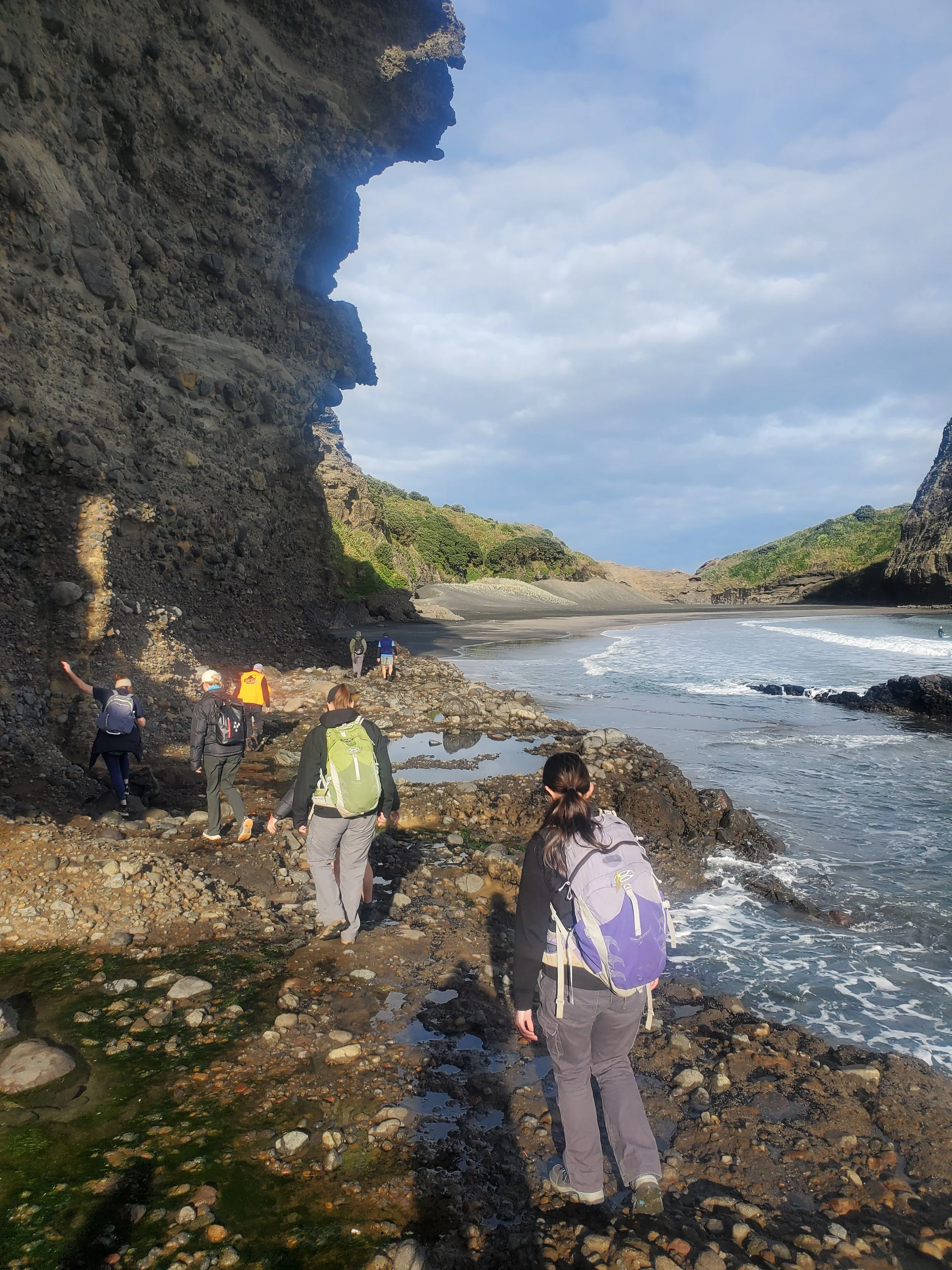 Auckland Zoo crew exploring habitat along the West Coast. Image Credit: Zoo kororā monitoring team