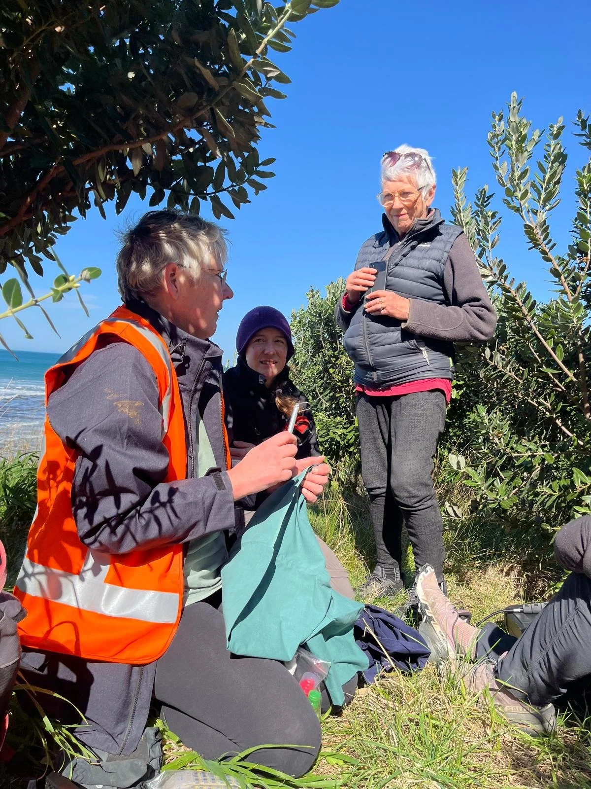 Cape Sanctuary penguin team training with Programme Director Hiltrun