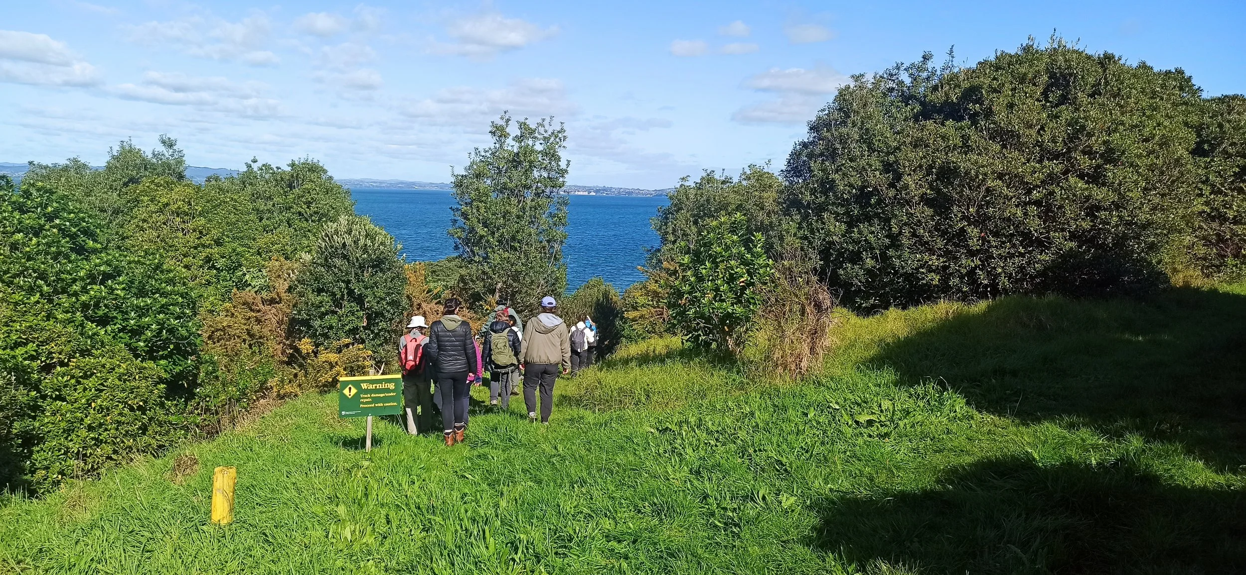 Motuihe Project penguin volunteers en route to do beach surveys