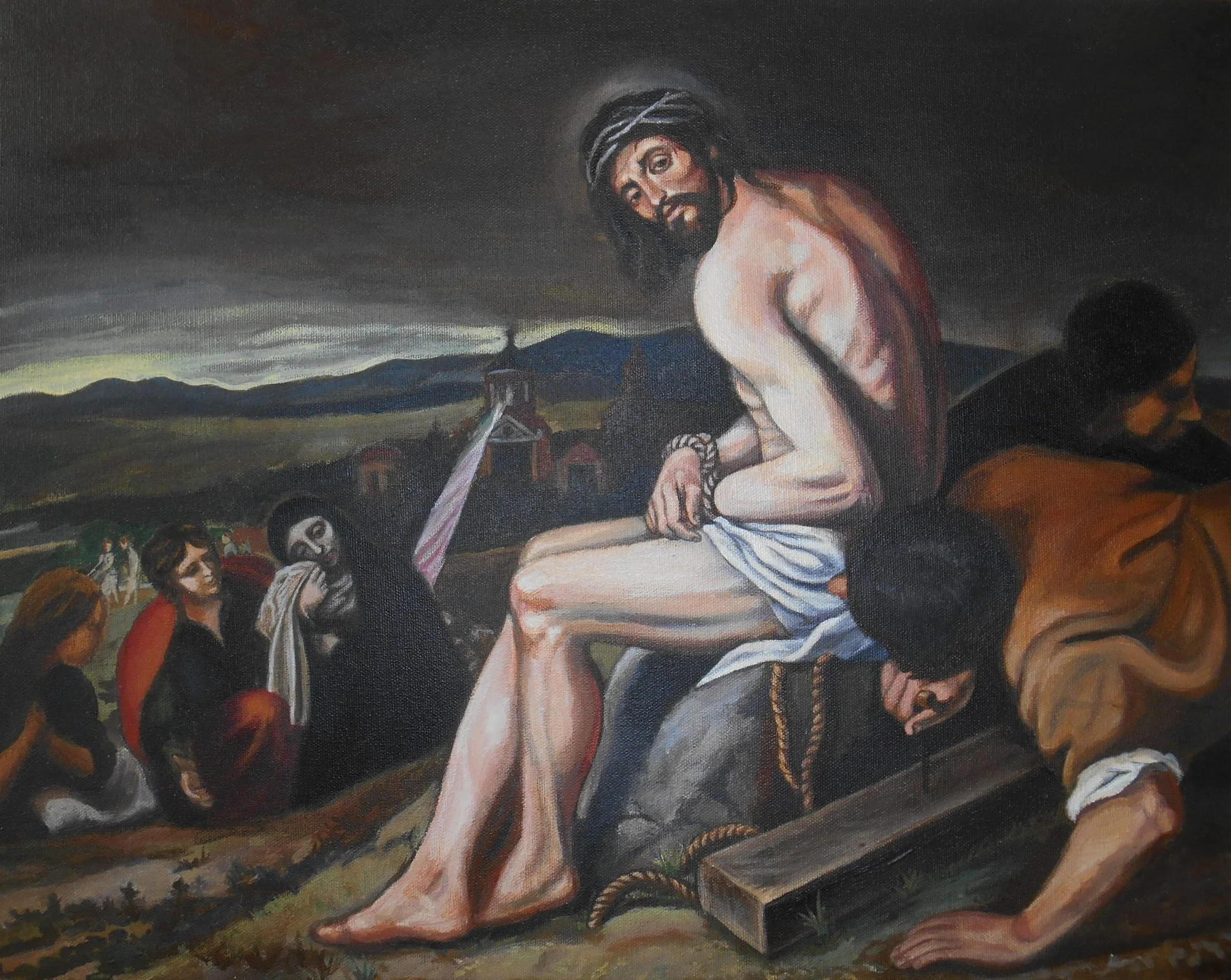 Study of Christ on Calvary by Alonzo Cano, Mattix, oil on canvas, 18 x 24 inches