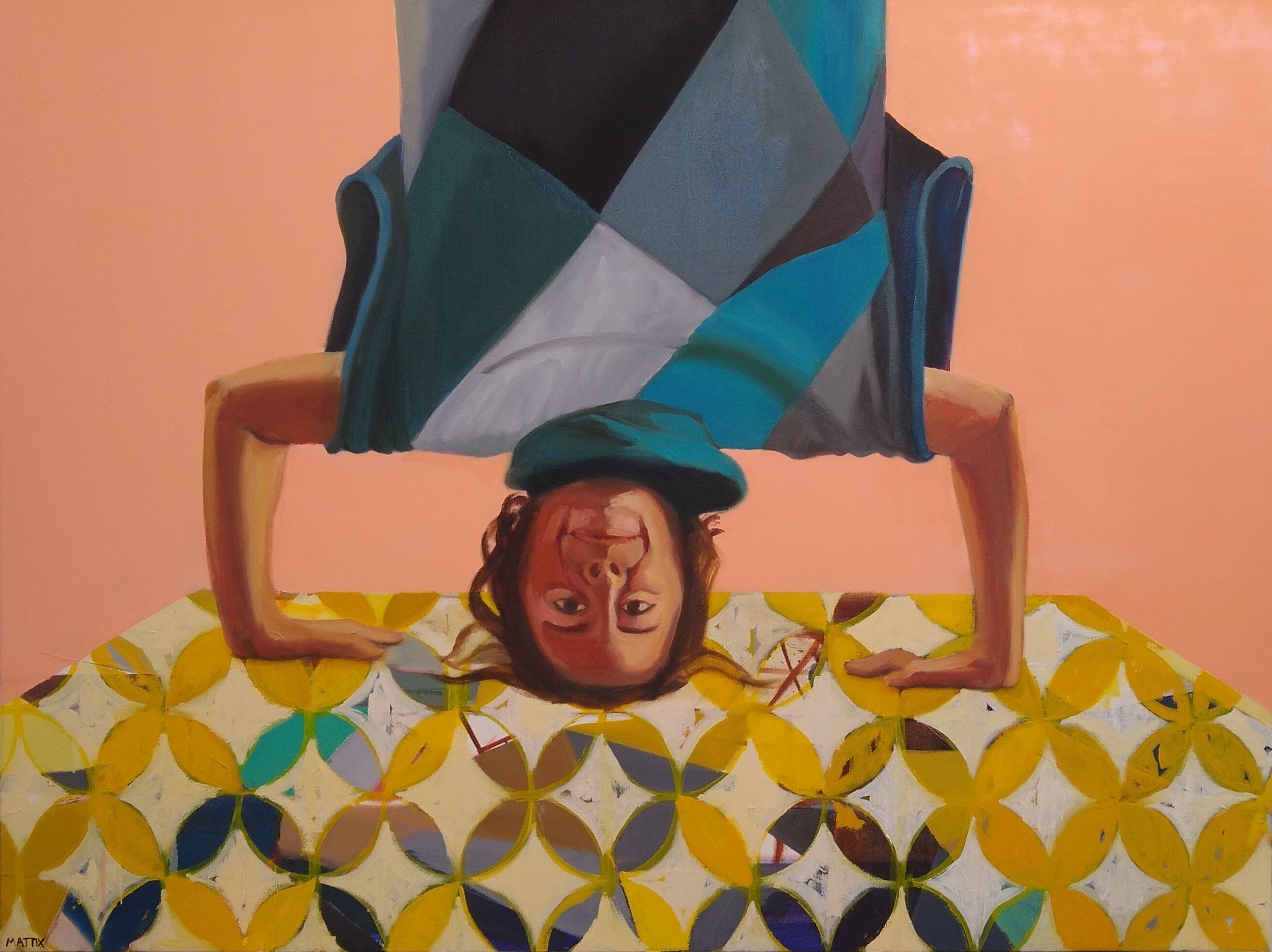 "Topsy Turvy," 2025, Mattix, oil on canvas, 30 x 40 inches, $3000, Available
