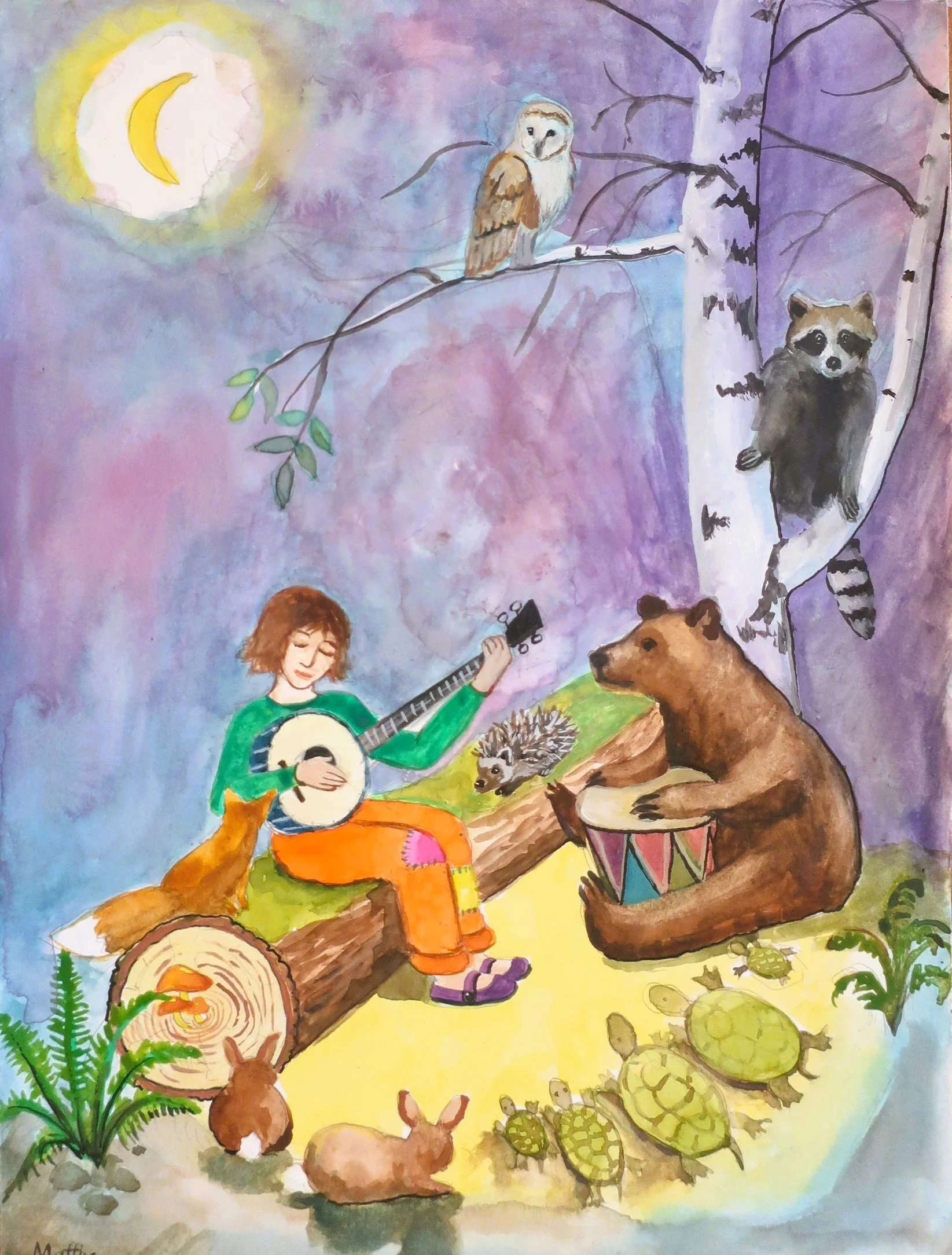 "The Concert," Christen Mattix, watercolor and pencil, 9 x 12 inches, private collection.