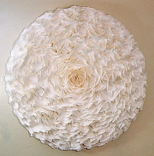 Coffee Filter Rose, 2018, cotton coffee filters, thread, mounted on canvas, 51 x 51 inches