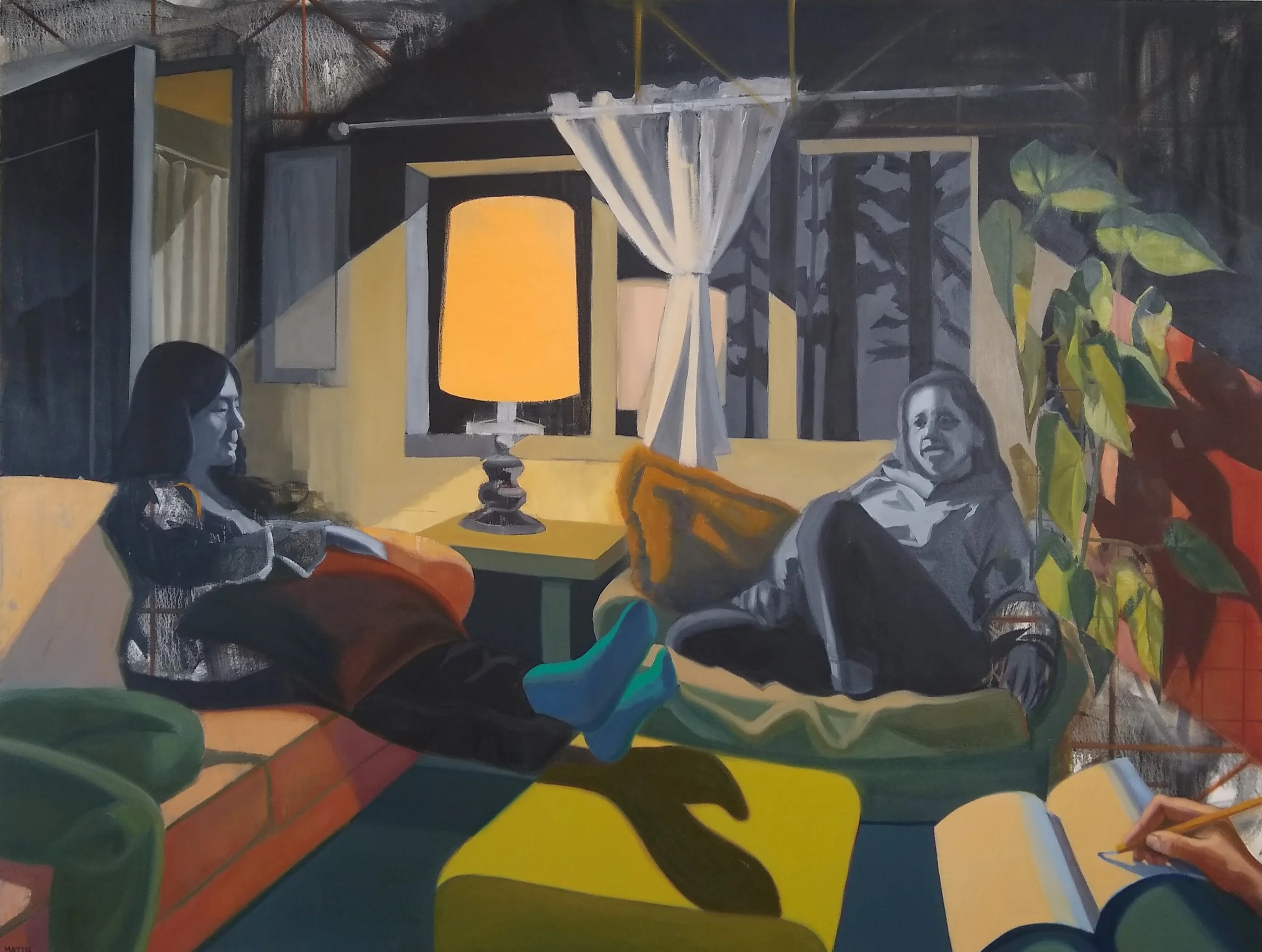 "The Living Room," 2025, Mattix, oil on canvas, 46 x 60 inches, $6000, Available