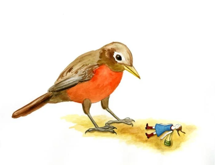 "The Good Samaritan," Christen Mattix, watercolor and pencil, 9 x 12 inches.