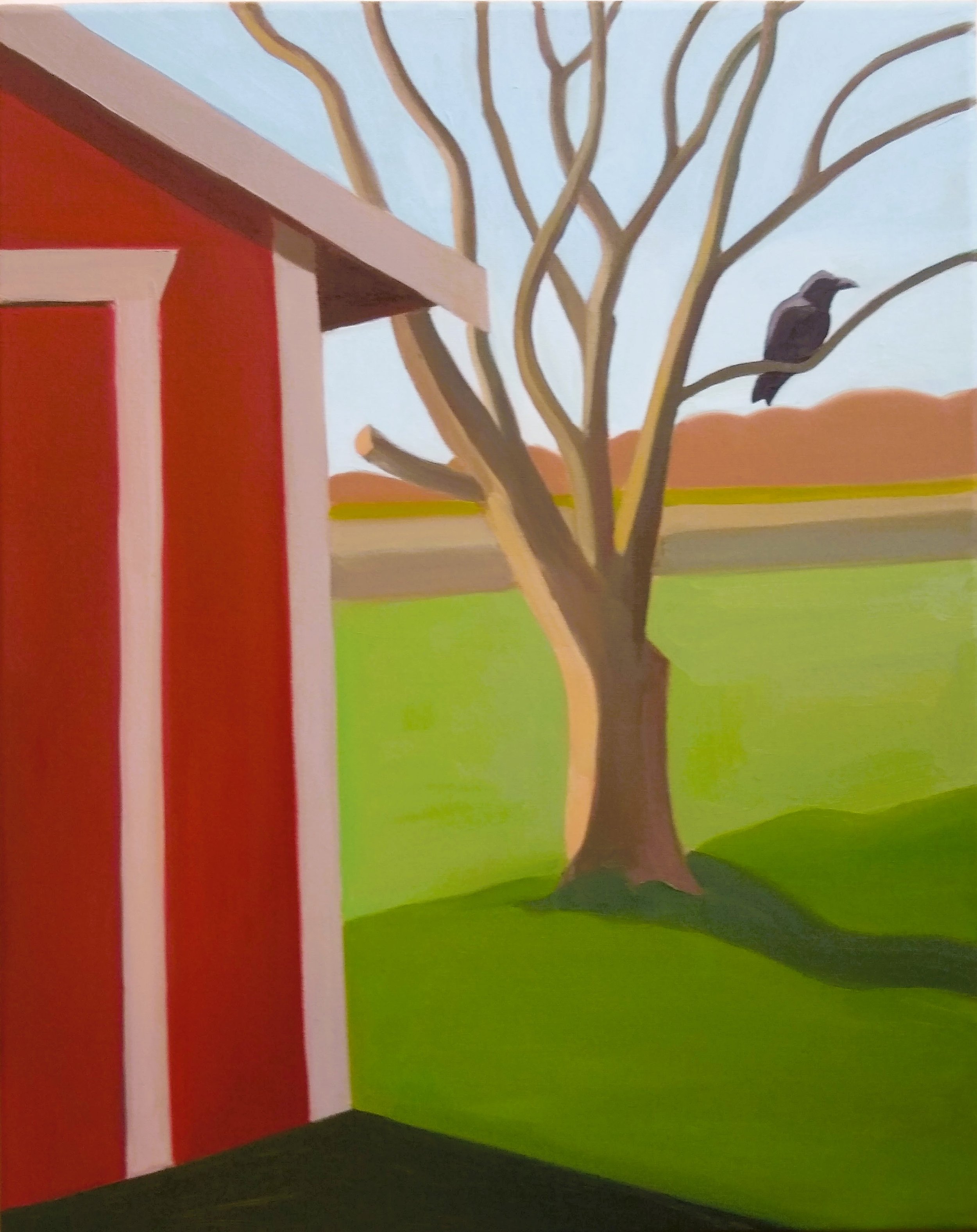 "Shed and Crow," 2026, Mattix, oil on canvas, 16 x 20 inches, $700, Available
