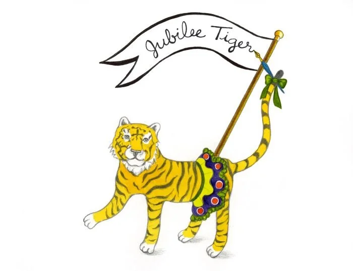 "Jubilee Tiger" Christen Mattix, 9 x 12 inches, watercolor and pencil, private collection