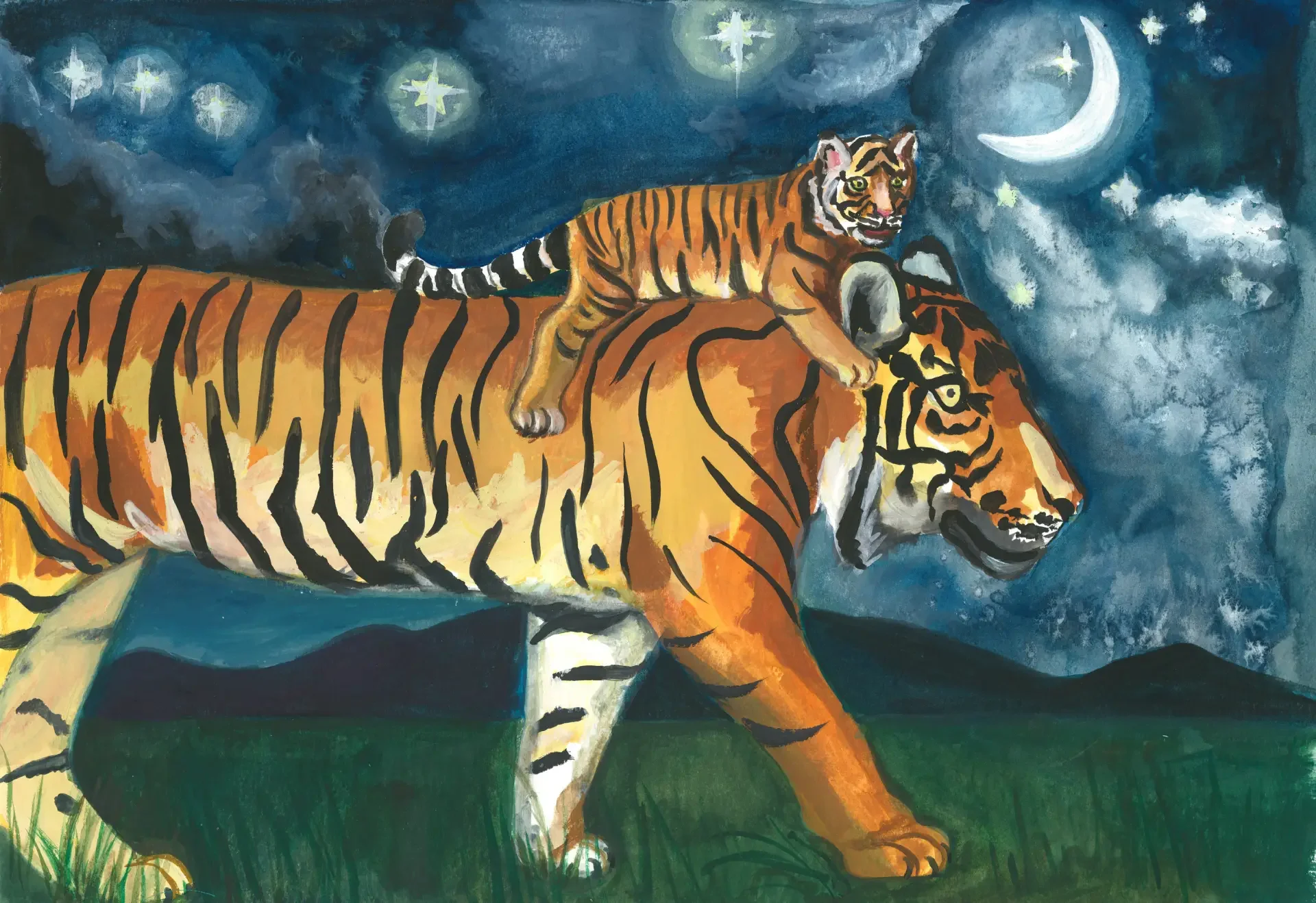 Illustration sample from "The Inventor of Stripes," by Stephanie Pilar, 2026, Christen Mattix, gouache.