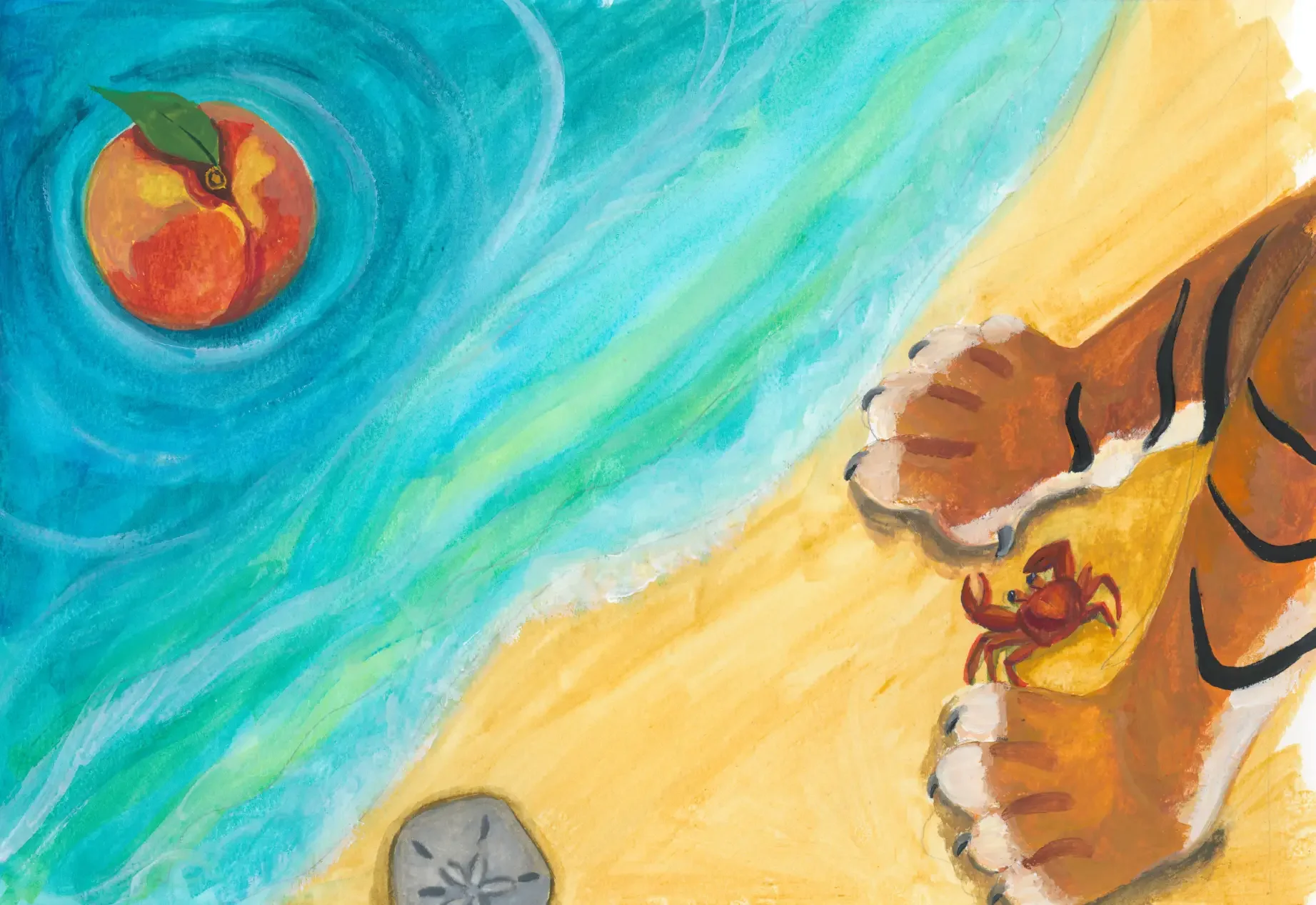 Illustration sample from "The Inventor of Stripes," by Stephanie Pilar, 2026, Christen Mattix, gouache.