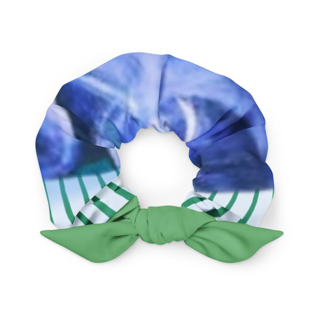 matching hair accessory Blue green white. an original design