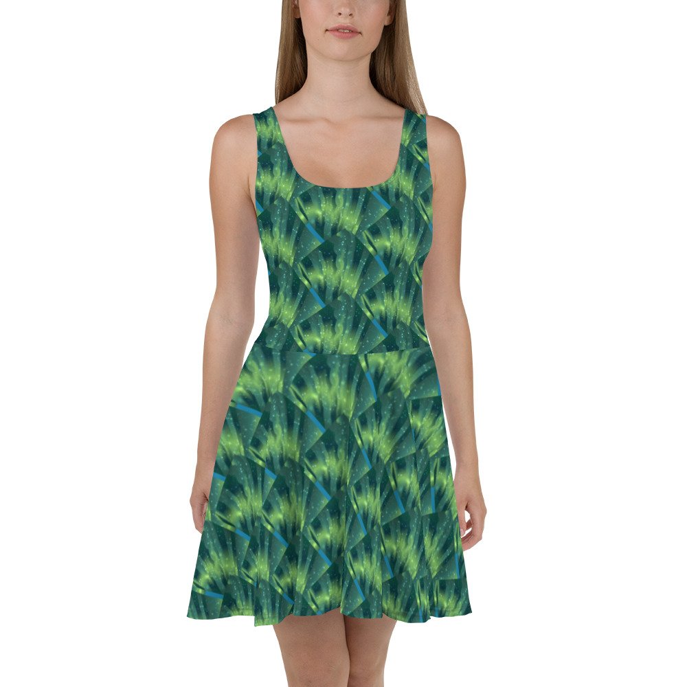 A vivid Green is used as the primary color in this Dresses pattern. Form complimenting and fun is the best description of this look