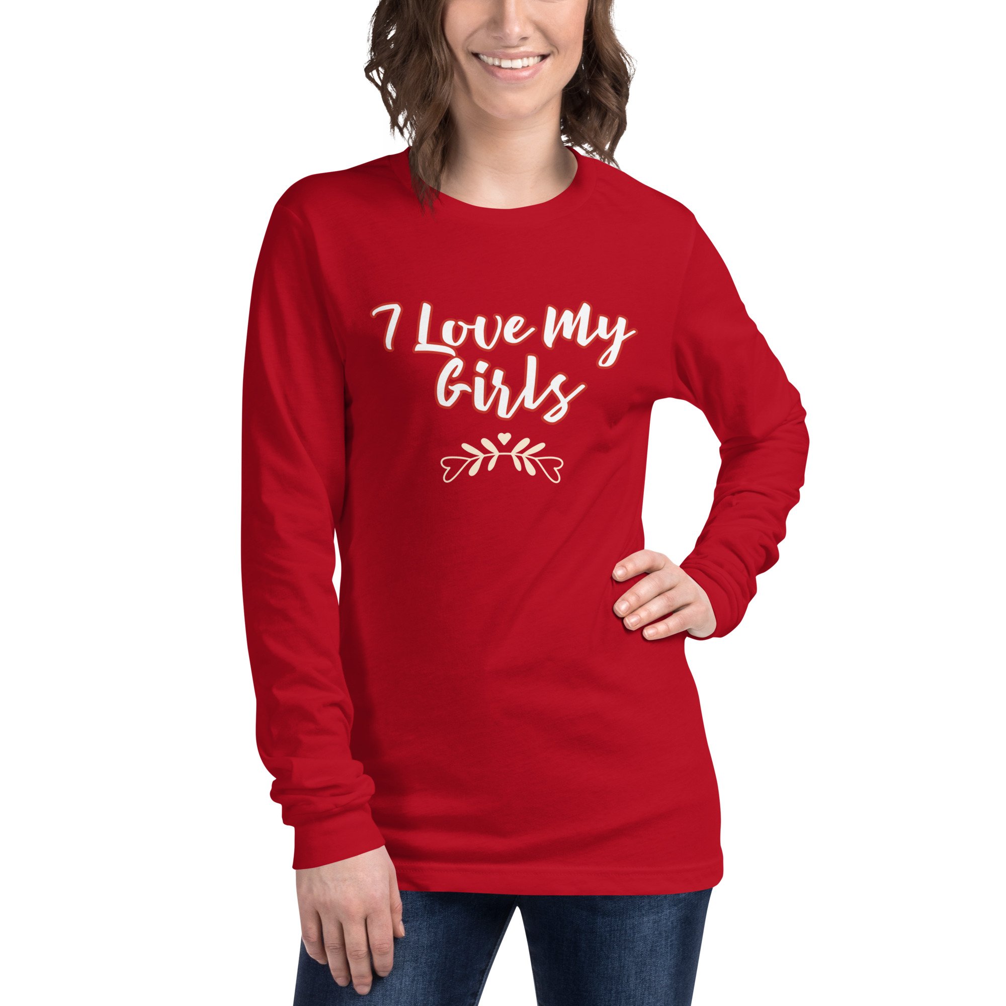 Mom shirt, love for your daughters! Bold color long sleeve casual top perfect for holidays