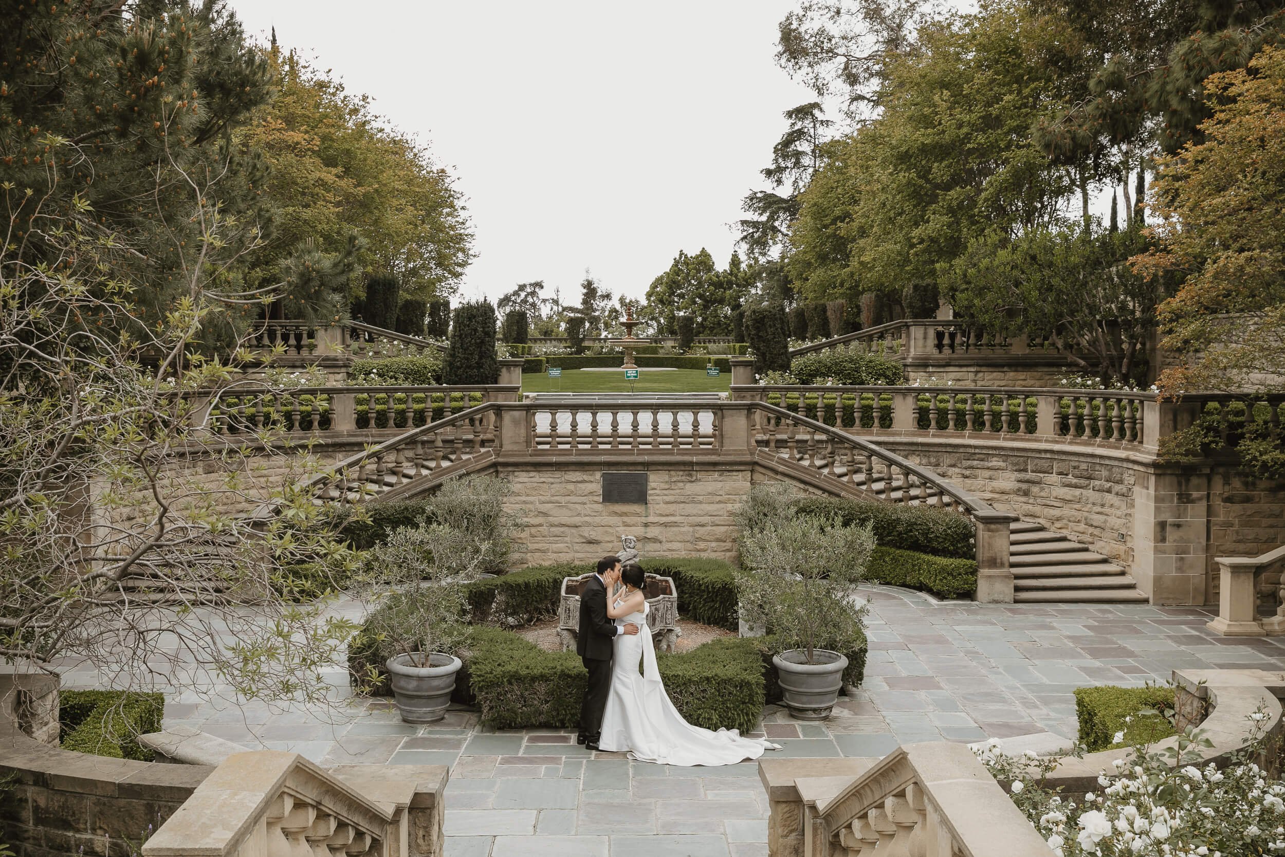 Greystone Mansion and Gardens Engagement Photos Beverly Hills, Los Angeles, California English Tudor Revival architecture