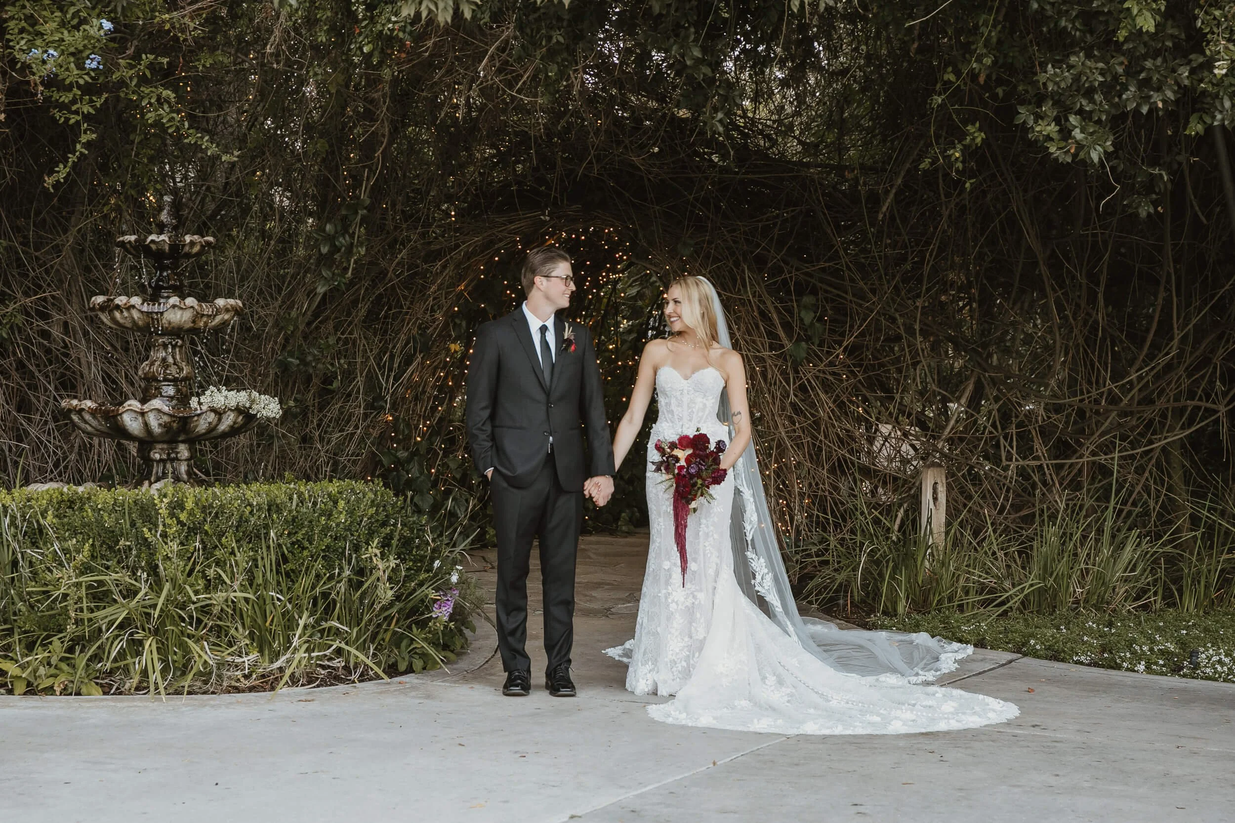 Bride and groom portrait after ceremony at Twin Oaks House & Gardens Estate Wedding