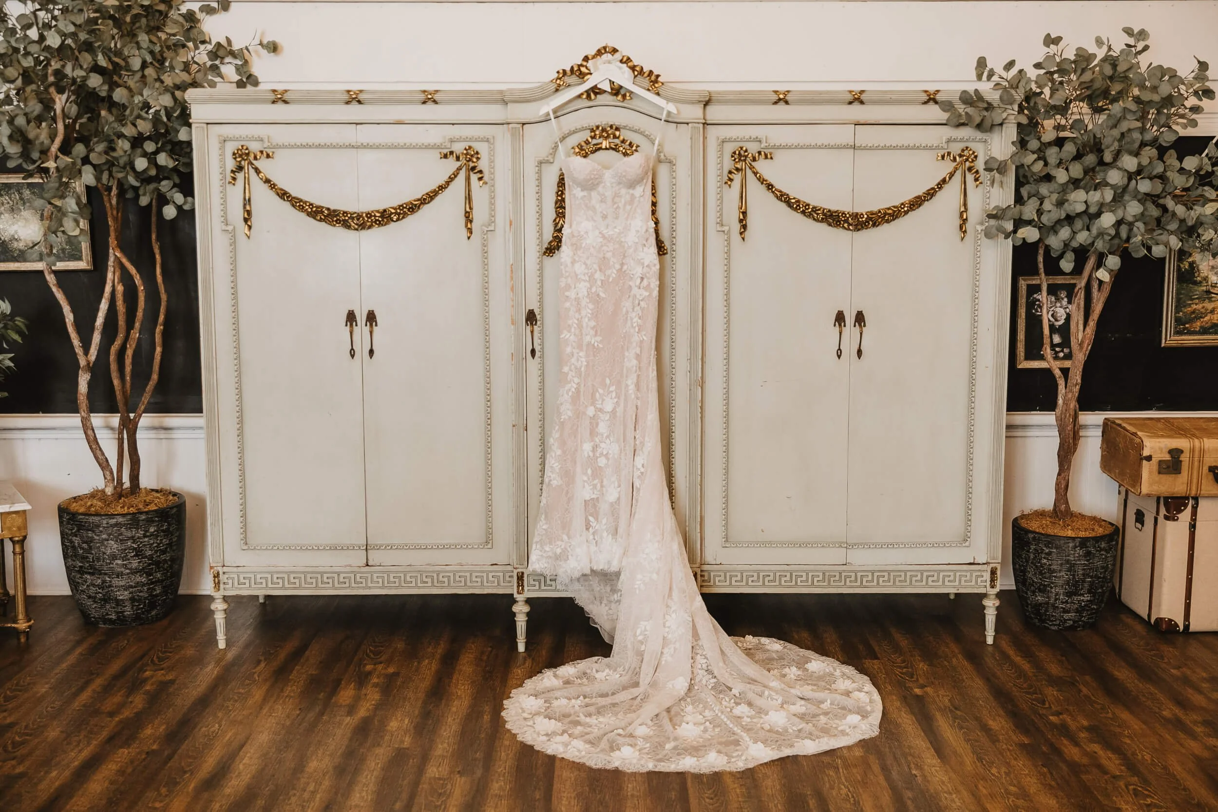 Wedding dress detail at Twin Oaks House & Gardens Estate Wedding photographed by San Diego wedding photographer