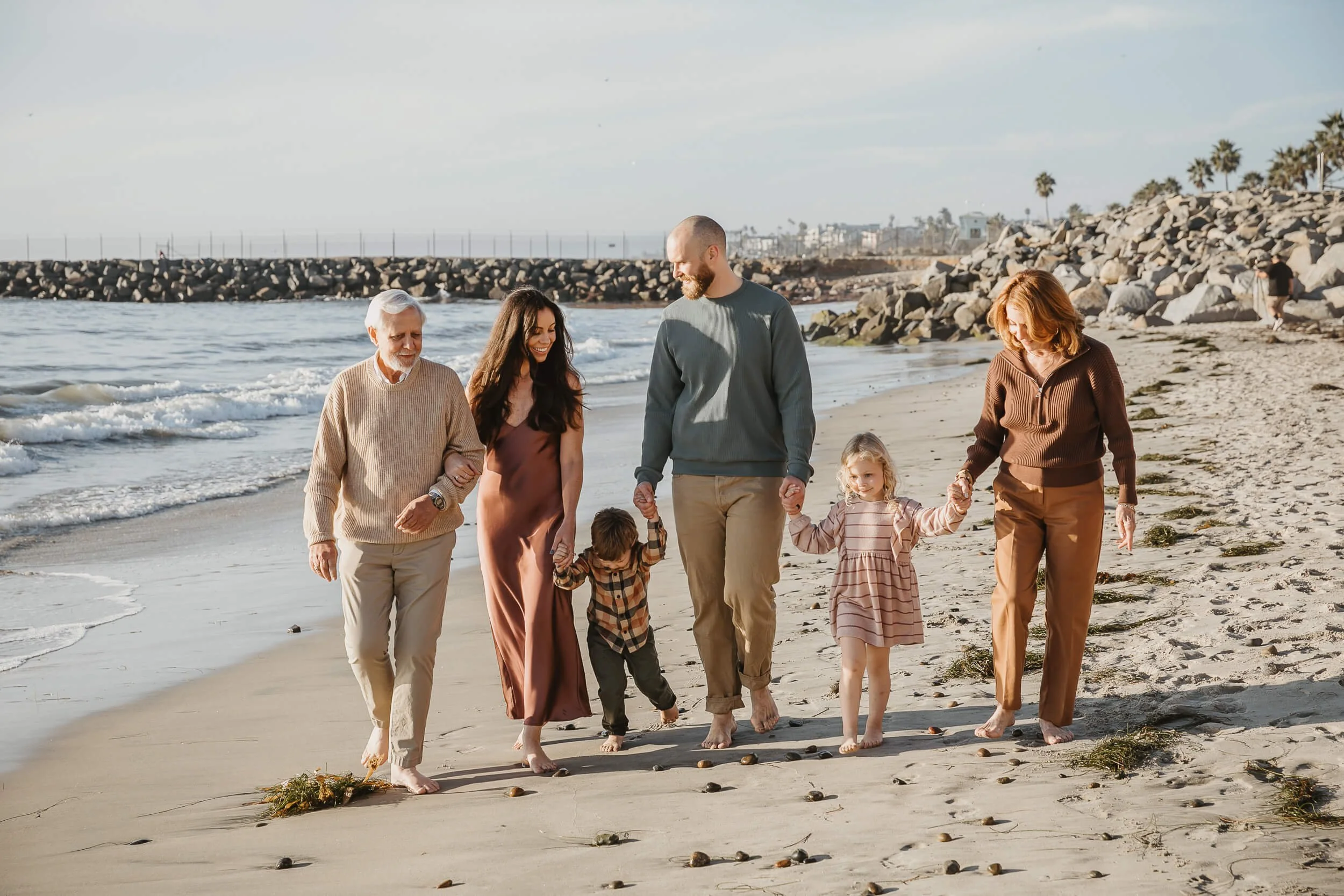 Multi generational family photography session at the beach in Carlsbad, California