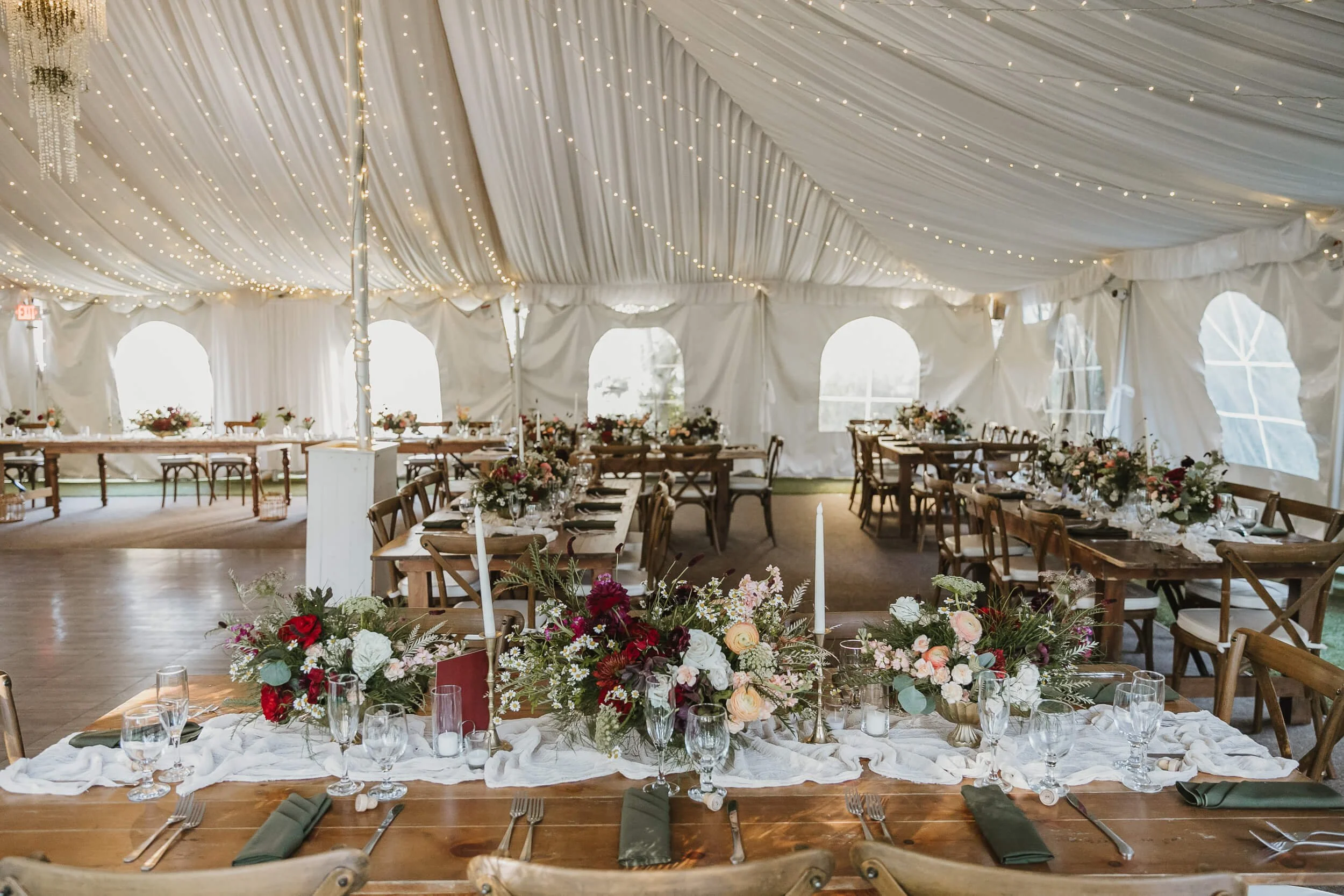 Wedding reception tent at Twin Oaks House & Gardens Estate Wedding venue