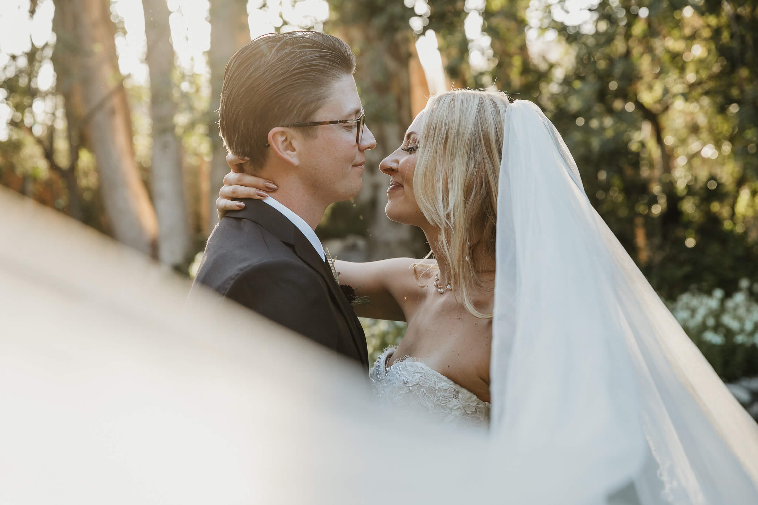 Romantic couple portrait at Twin Oaks House & Gardens Estate Wedding photographed by San Diego wedding photographer