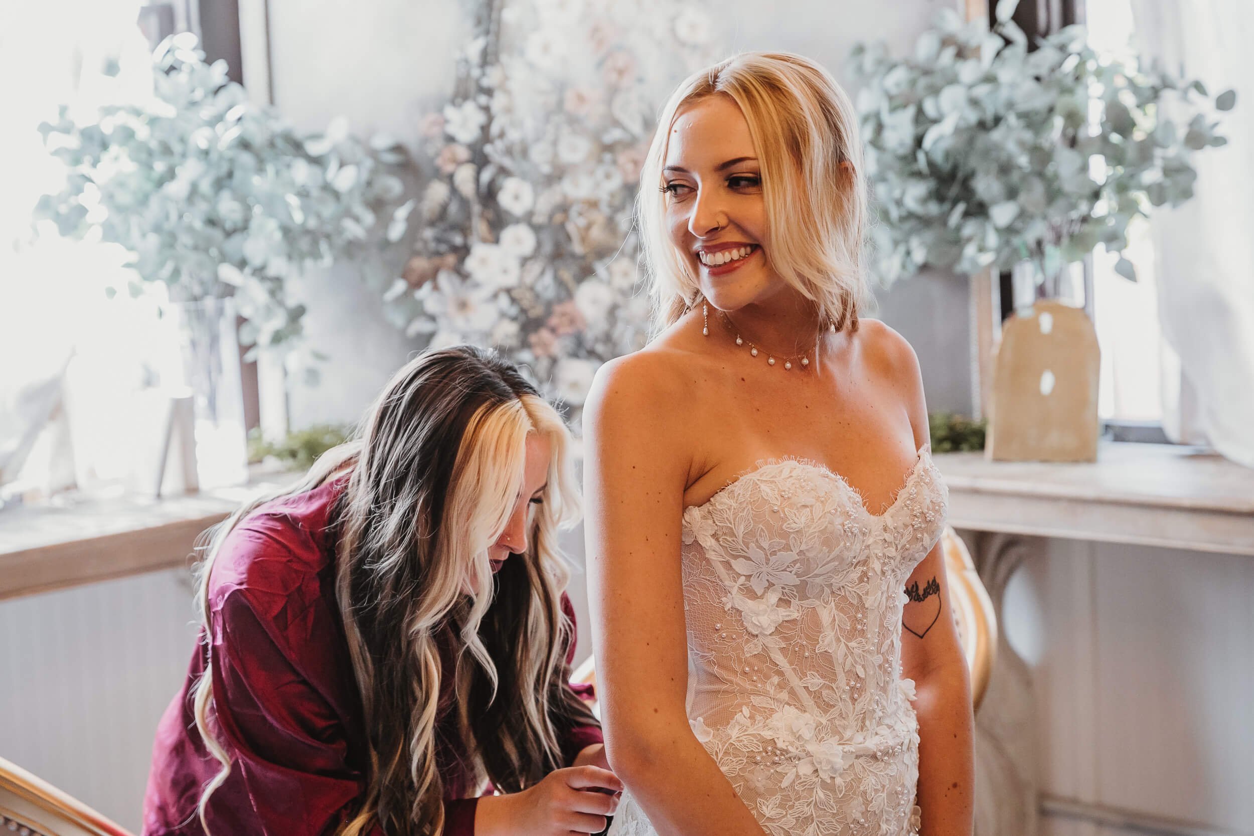 Bride getting ready portrait at Twin Oaks House & Gardens Estate Wedding in North County San Diego