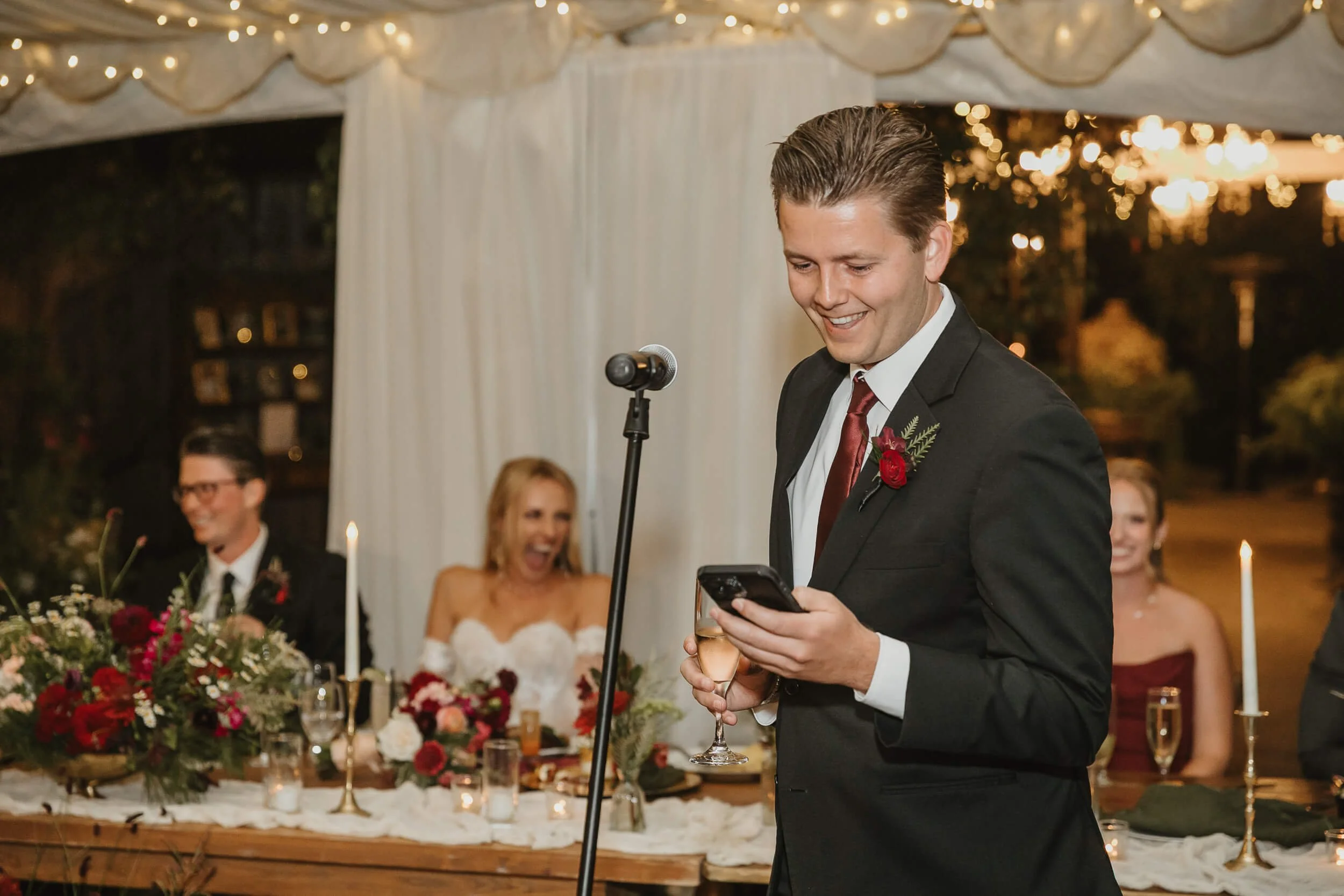 Groom speech during Twin Oaks House & Gardens Estate Wedding in San Diego
