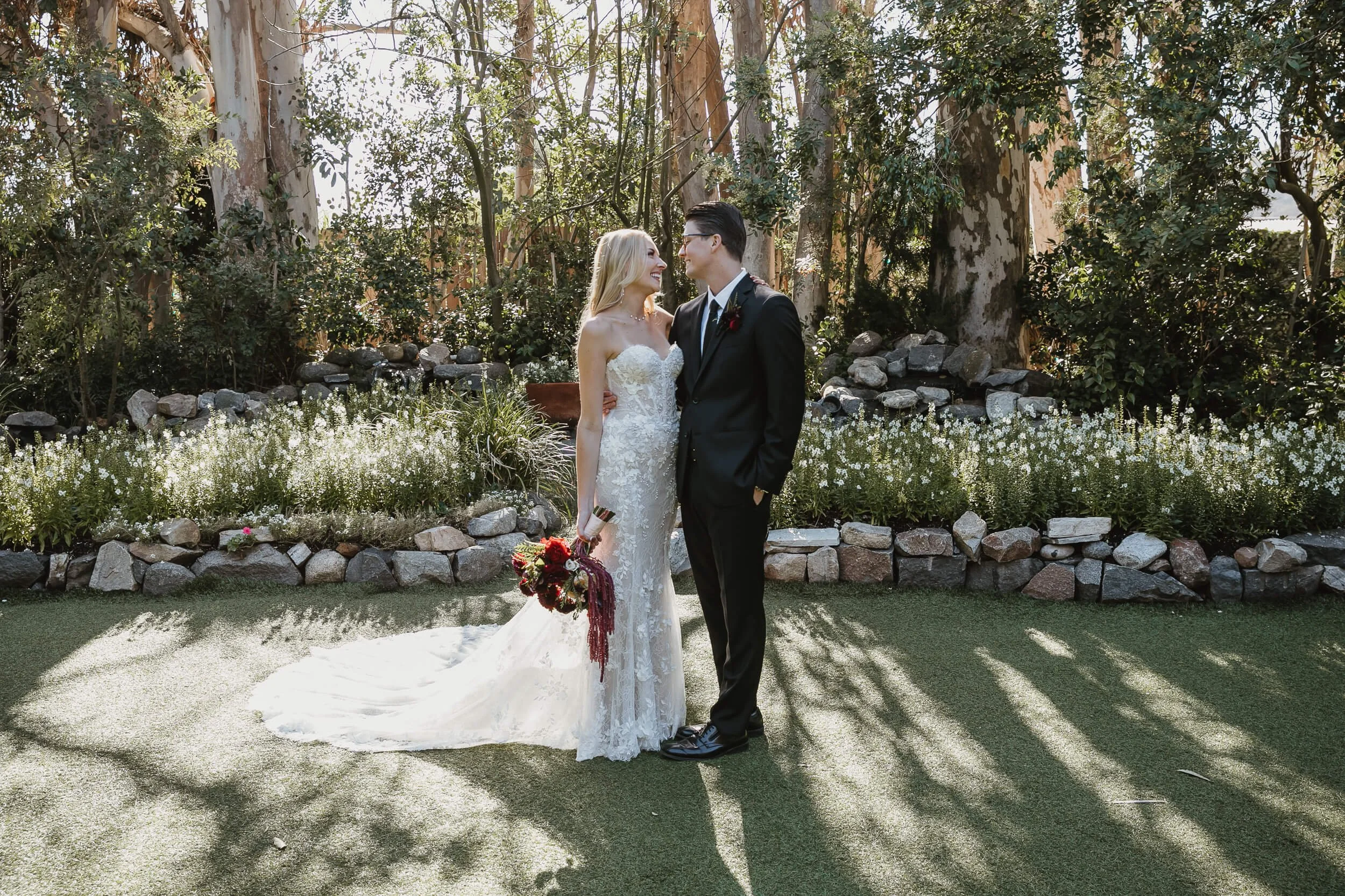 Romantic bride and groom portrait at Twin Oaks House & Gardens Estate Wedding in North County San Diego