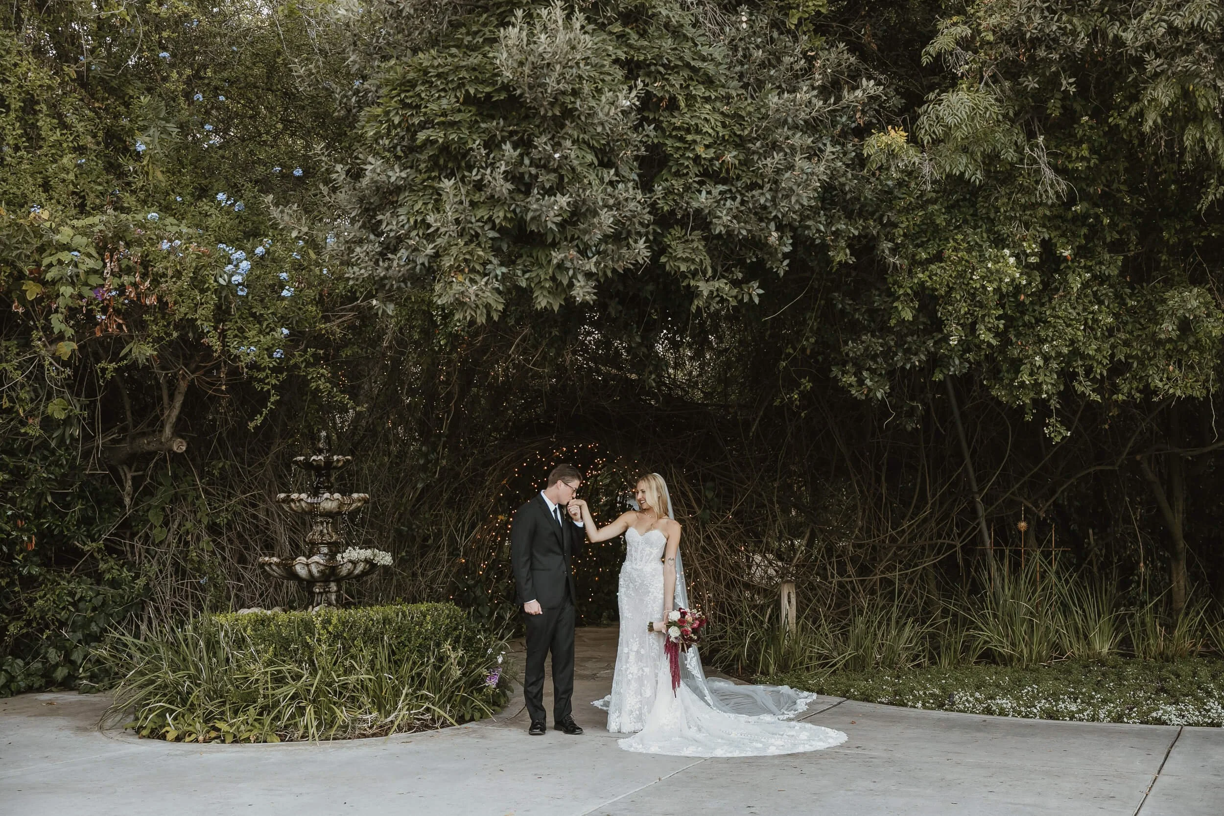 Romantic outdoor portrait at Twin Oaks House & Gardens Estate Wedding in North County San Diego
