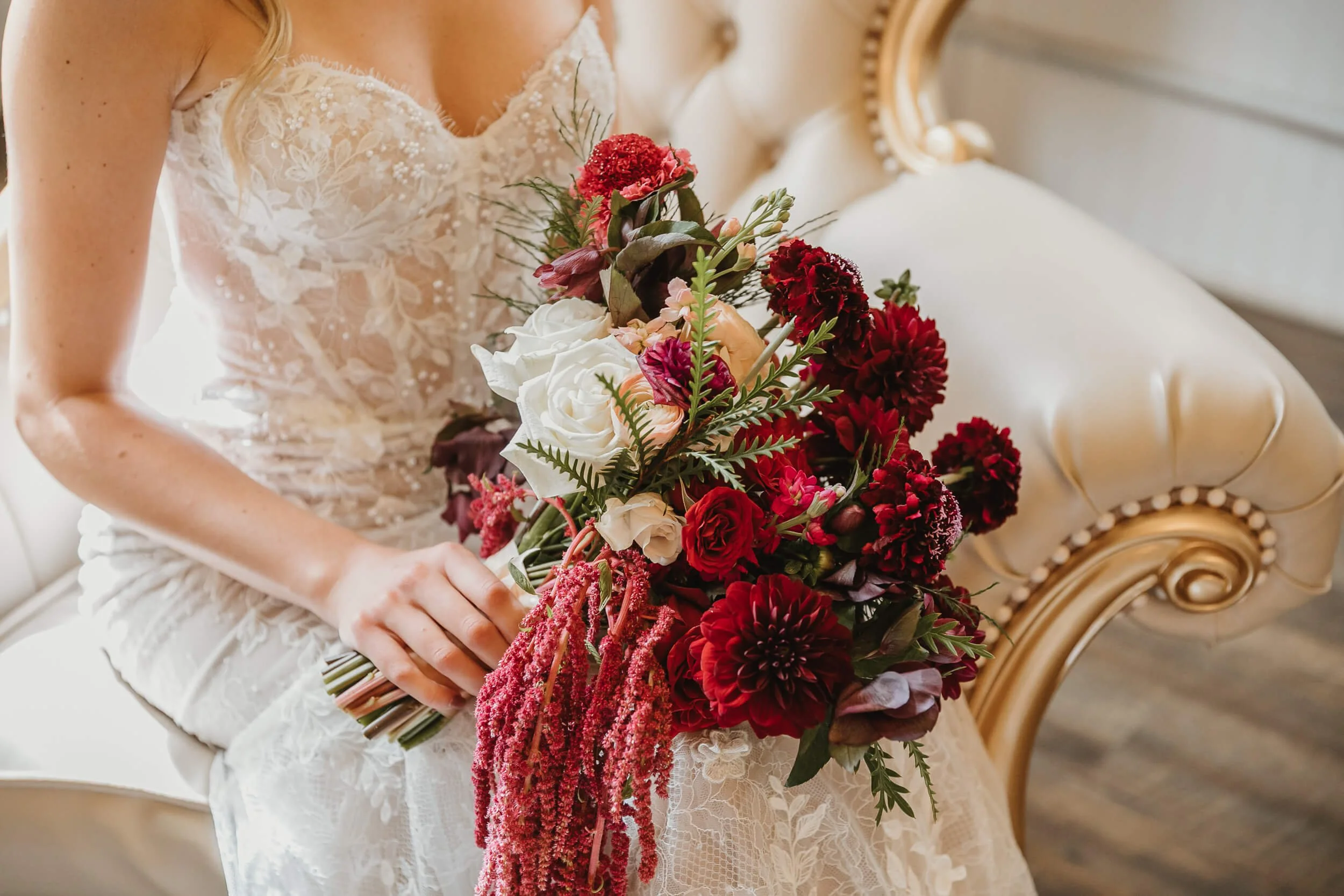 Bridal bouquet detail at Twin Oaks House & Gardens Estate Wedding in San Diego