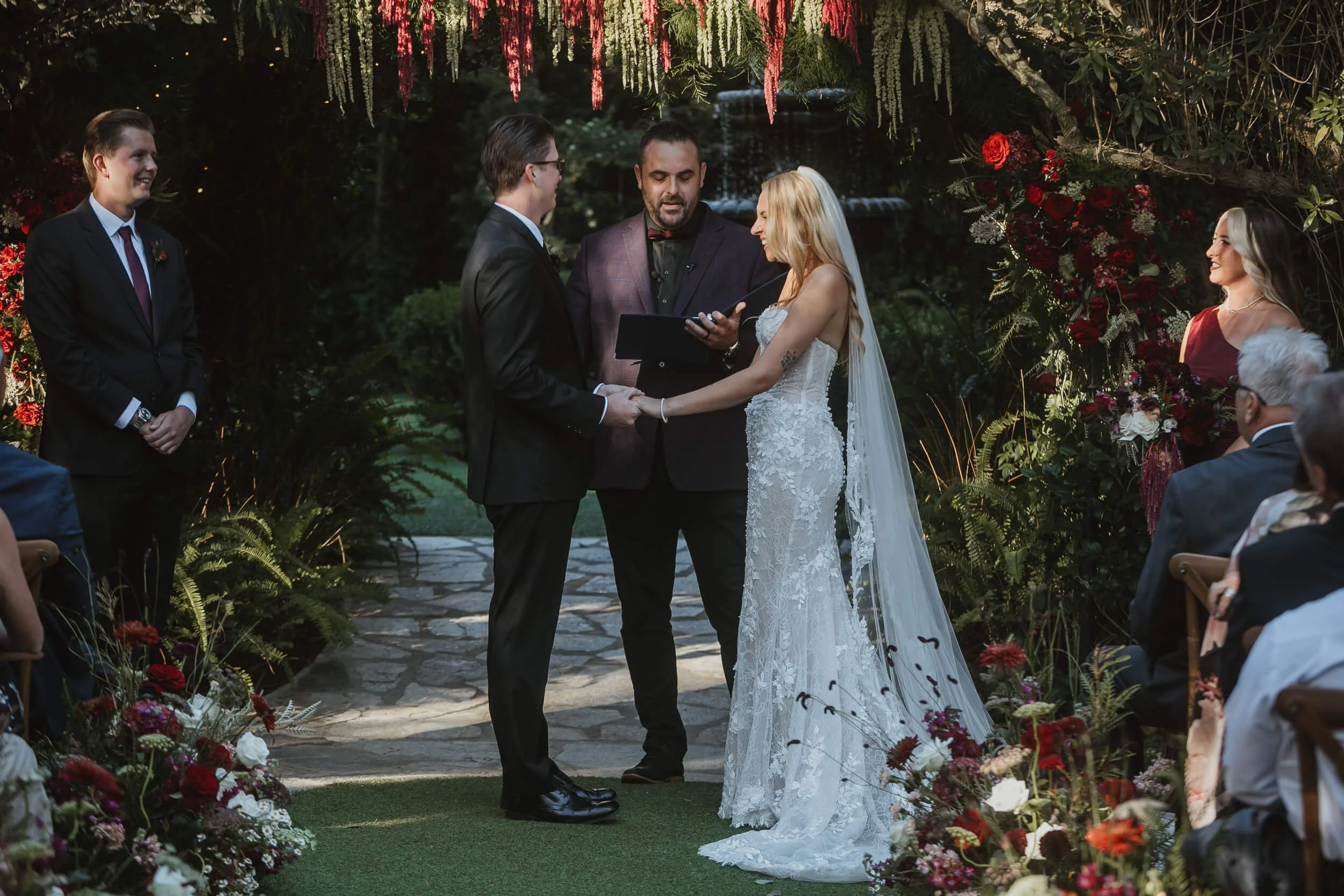 Wedding ceremony at Twin Oaks House & Gardens Estate Wedding photographed by San Diego wedding photographer