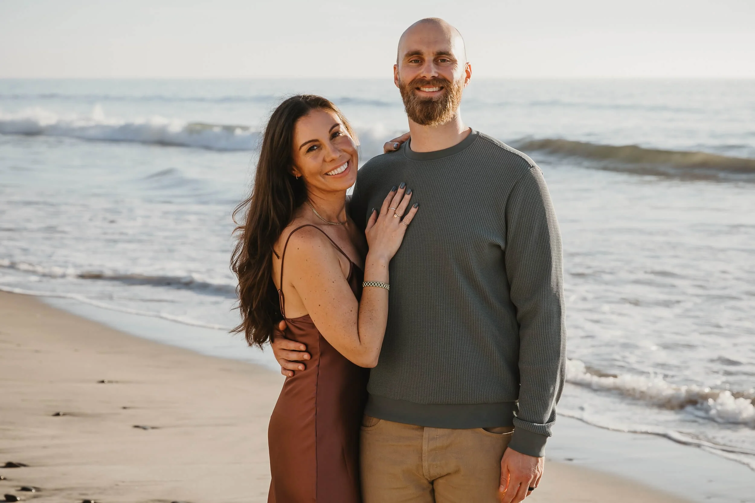 Romantic beach couple portrait during a Carlsbad Beach Family Photography Session