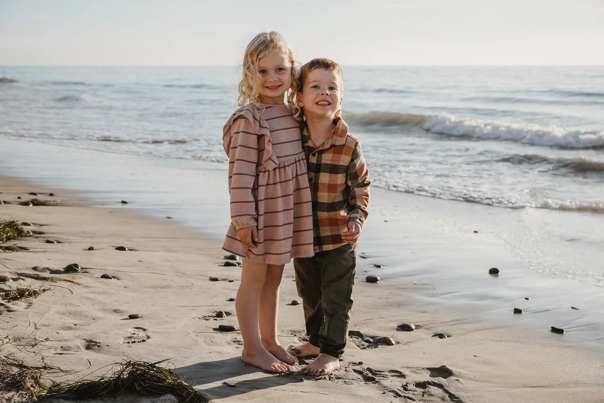 Children portrait by the ocean during a Carlsbad Beach Family Photography Session