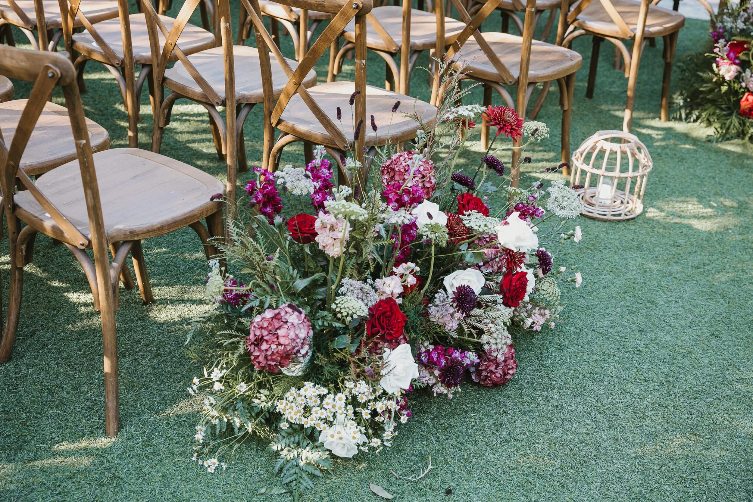 Wedding floral arrangement detail at Twin Oaks House & Gardens Estate Wedding in San Diego